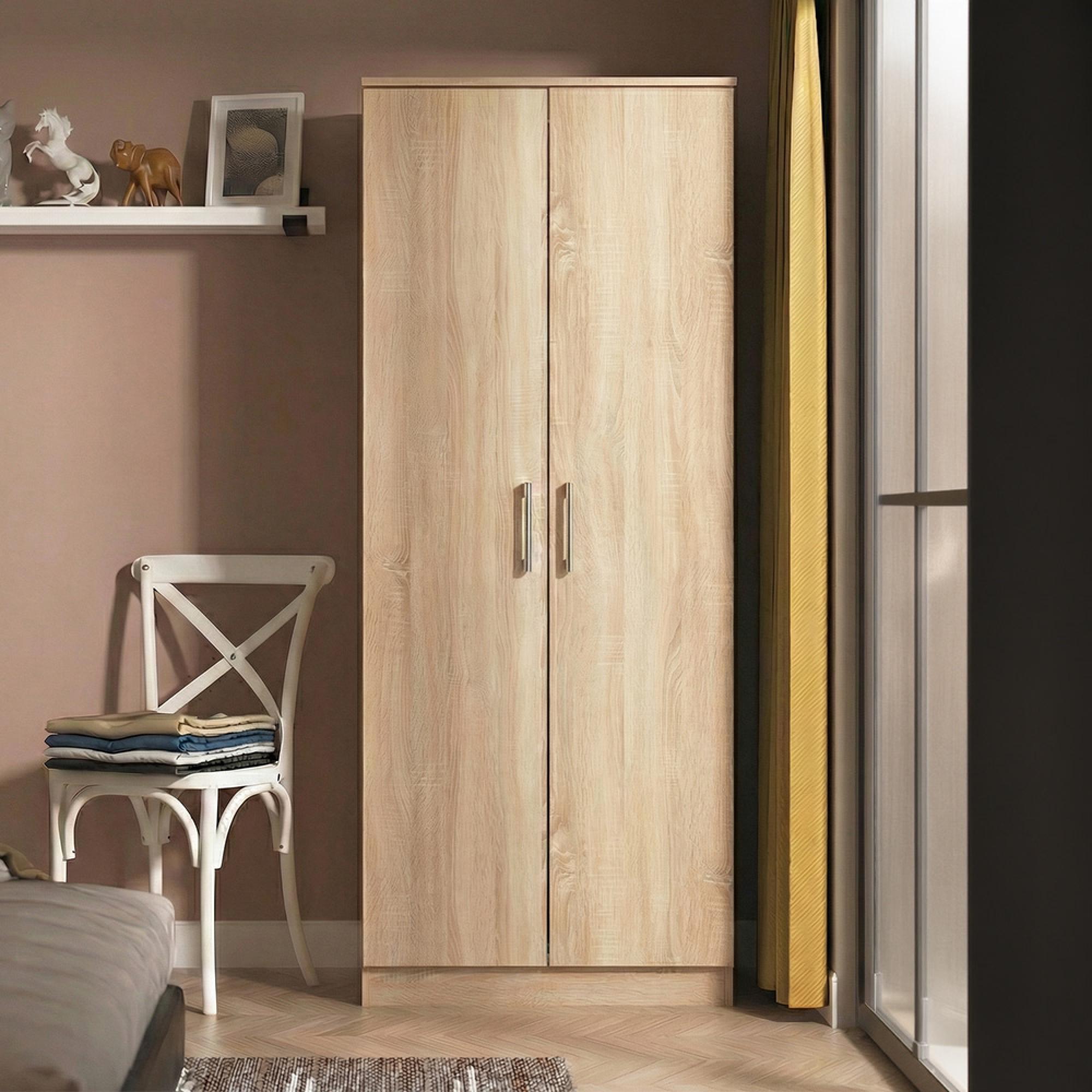Devon Plain Tall Wardrobe - 2 Door - Oak