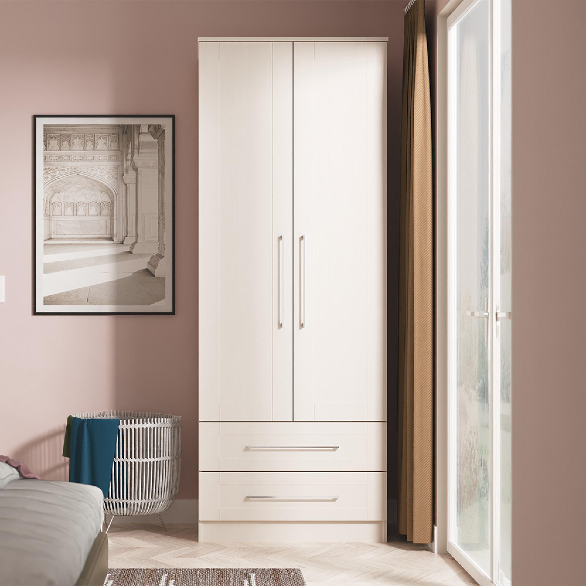 York Wardrobe - 2 Door - 2 Drawer - Tall - Cashmere Ash