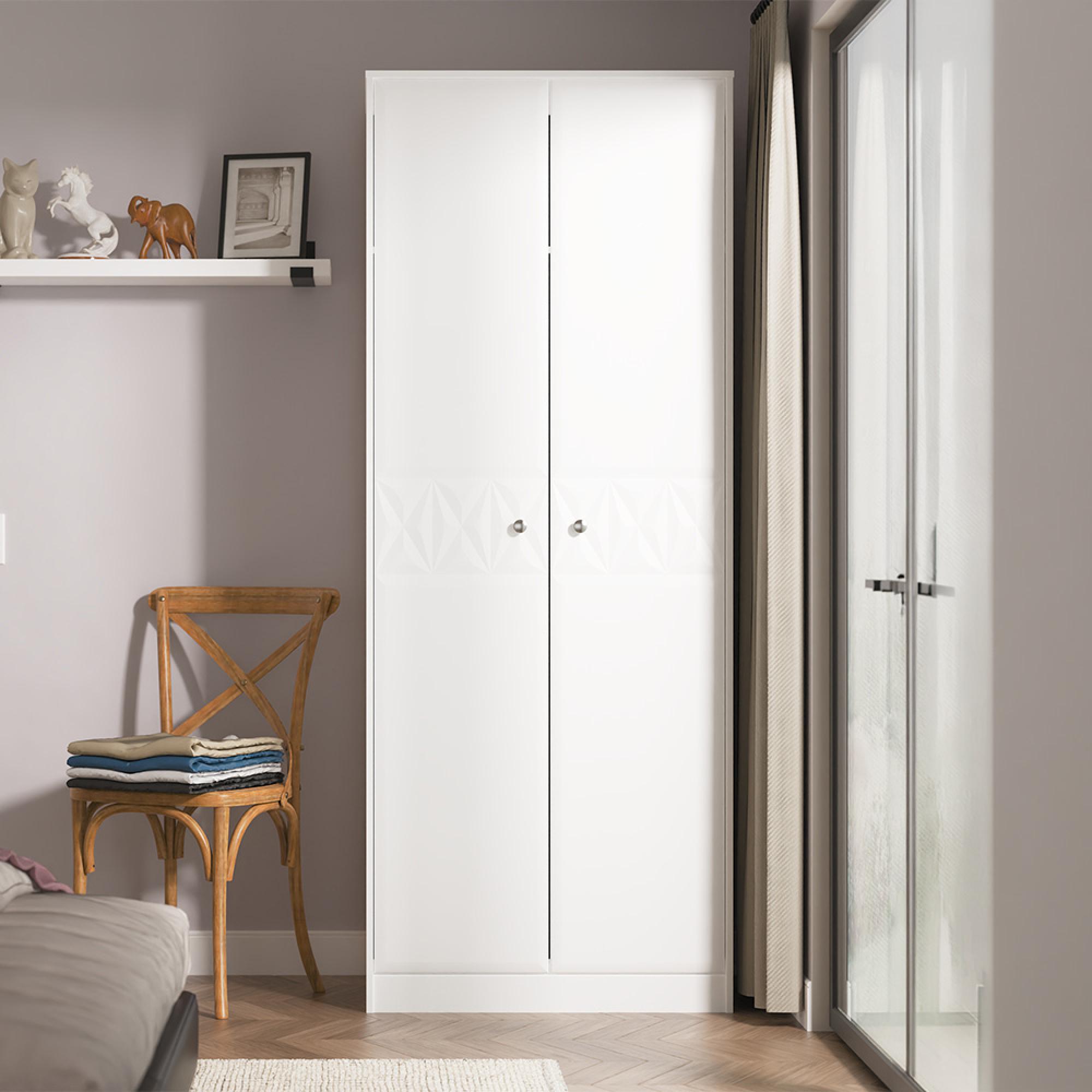 San Jose Wardrobe - 2 Door - Plain - Tall - Matt White