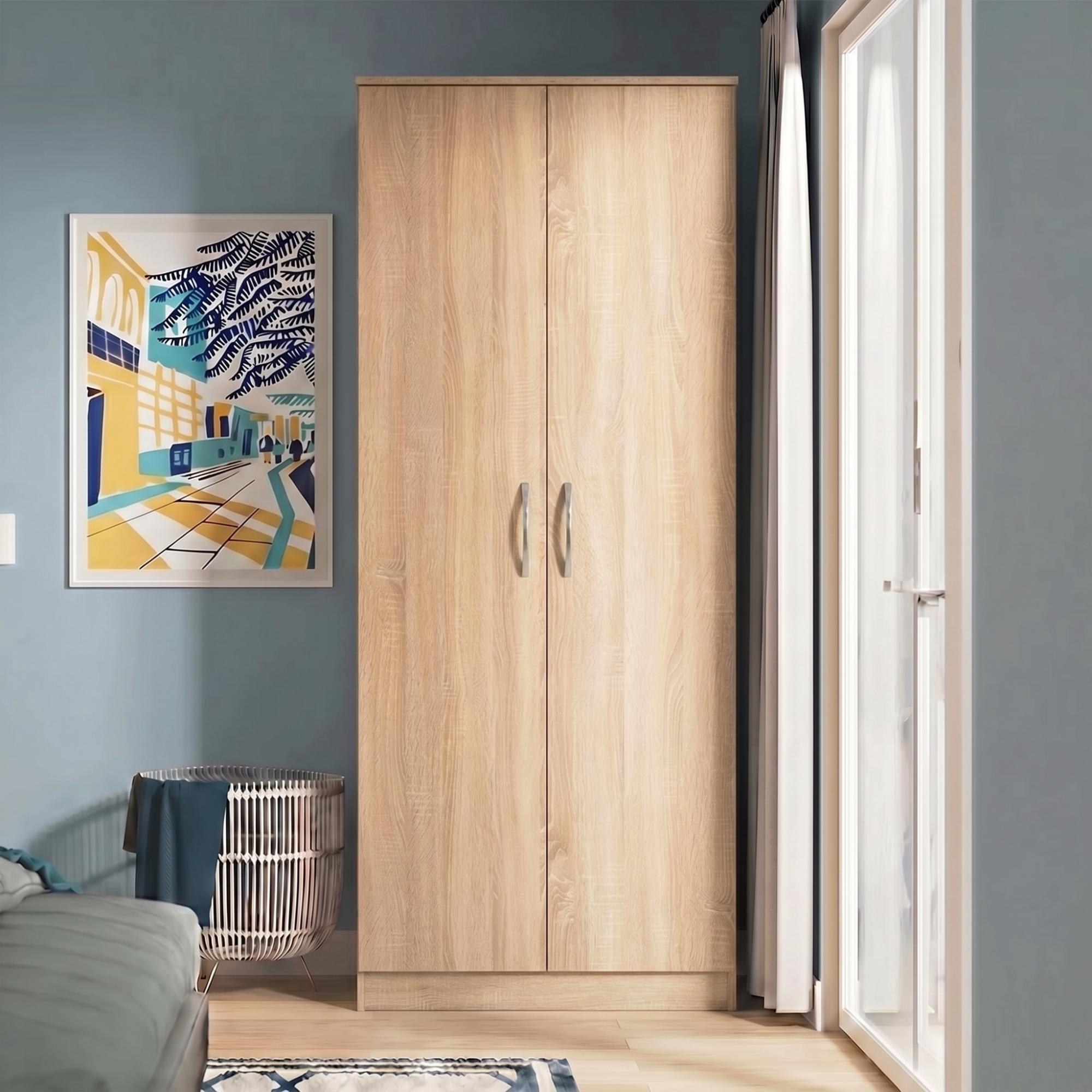 Avon Wardrobe - 2 Door - Plain - Oak