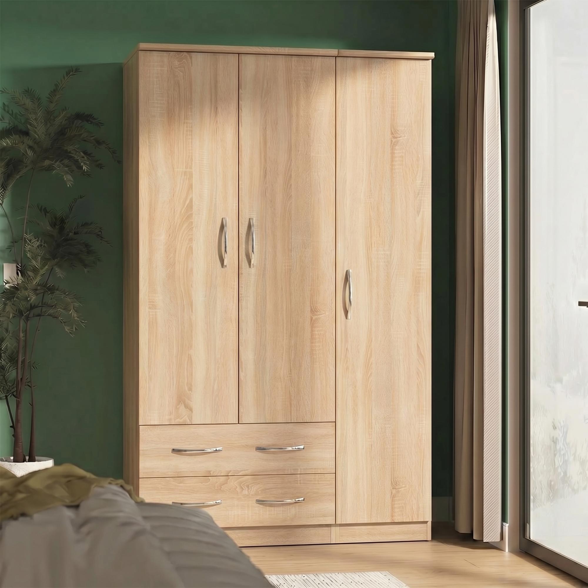 Avon Wardrobe - 3 Door - Triple - with LHF 2 Drawers - Oak