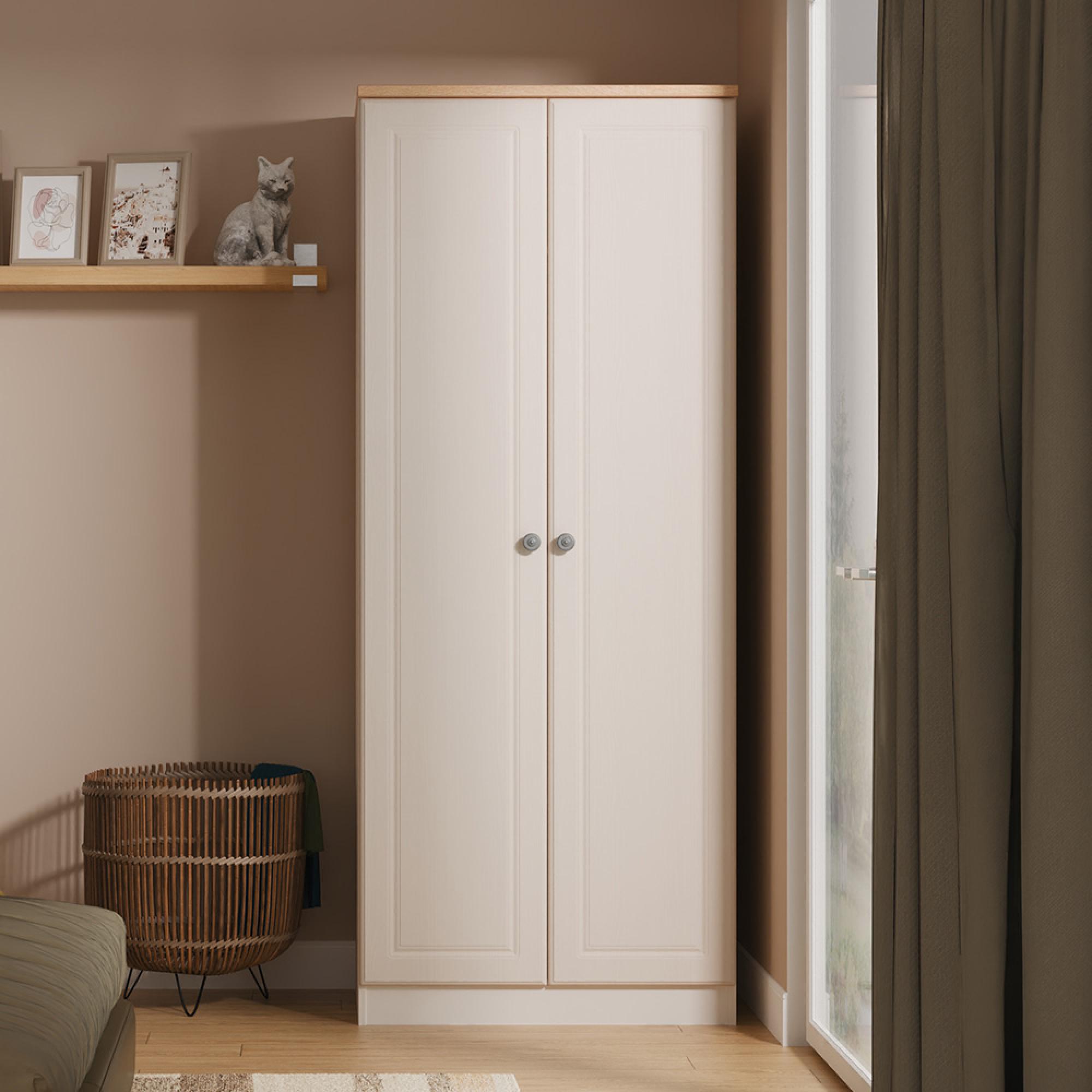 Norfolk Wardrobe - 2 Door - Plain - Cashmere and Oak