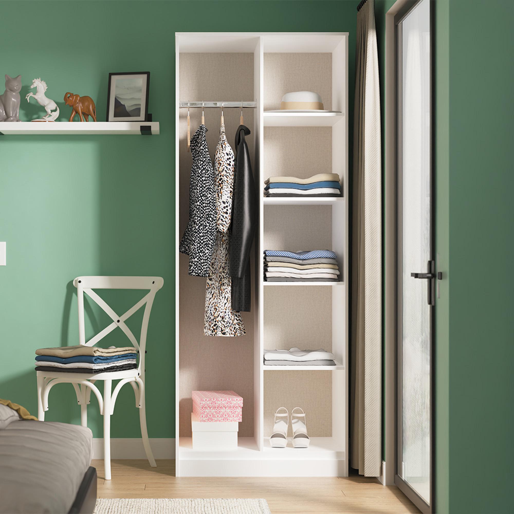 Diamond Front Open Wardrobe - White