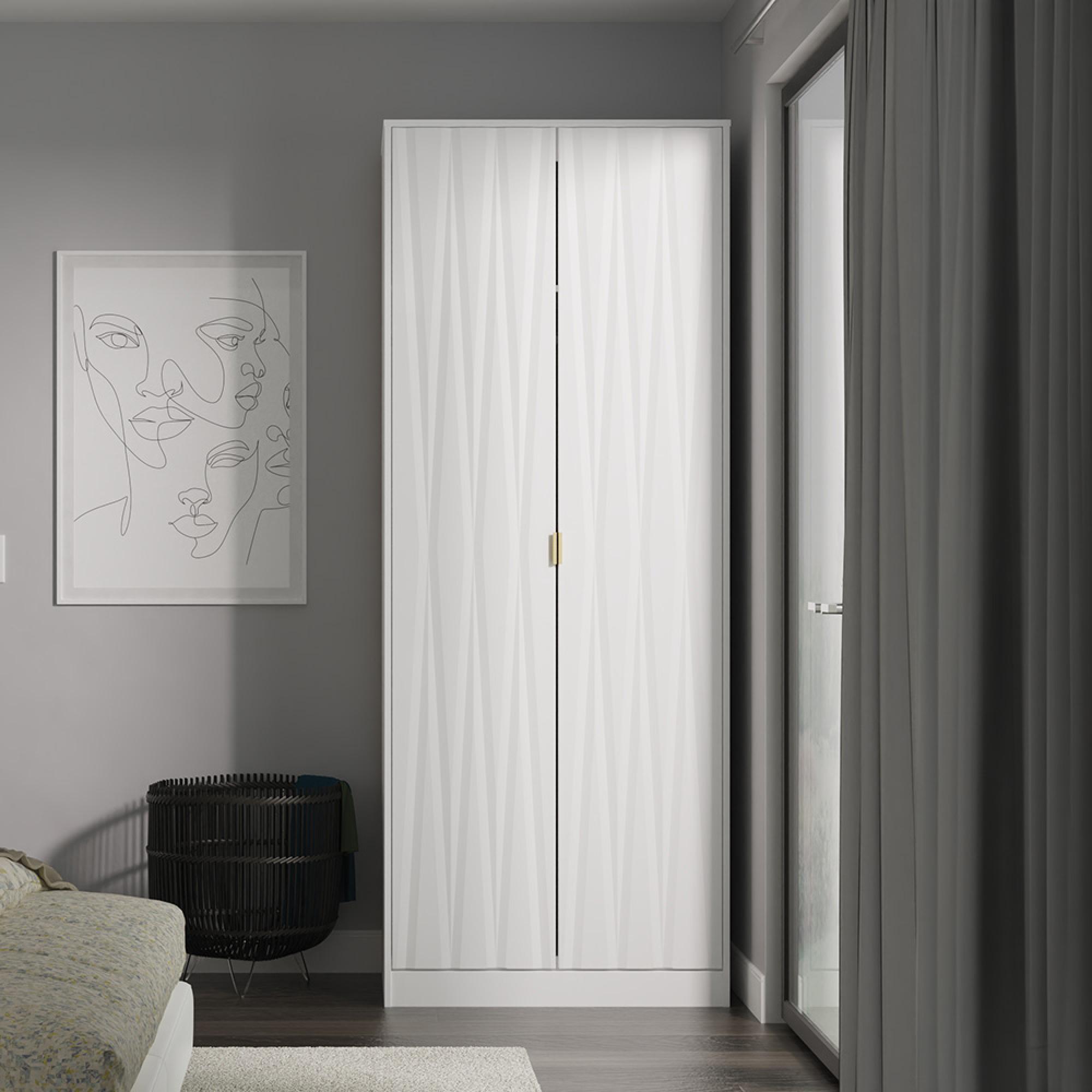 Diamond Plain Tall Wardrobe - 2 Door - White