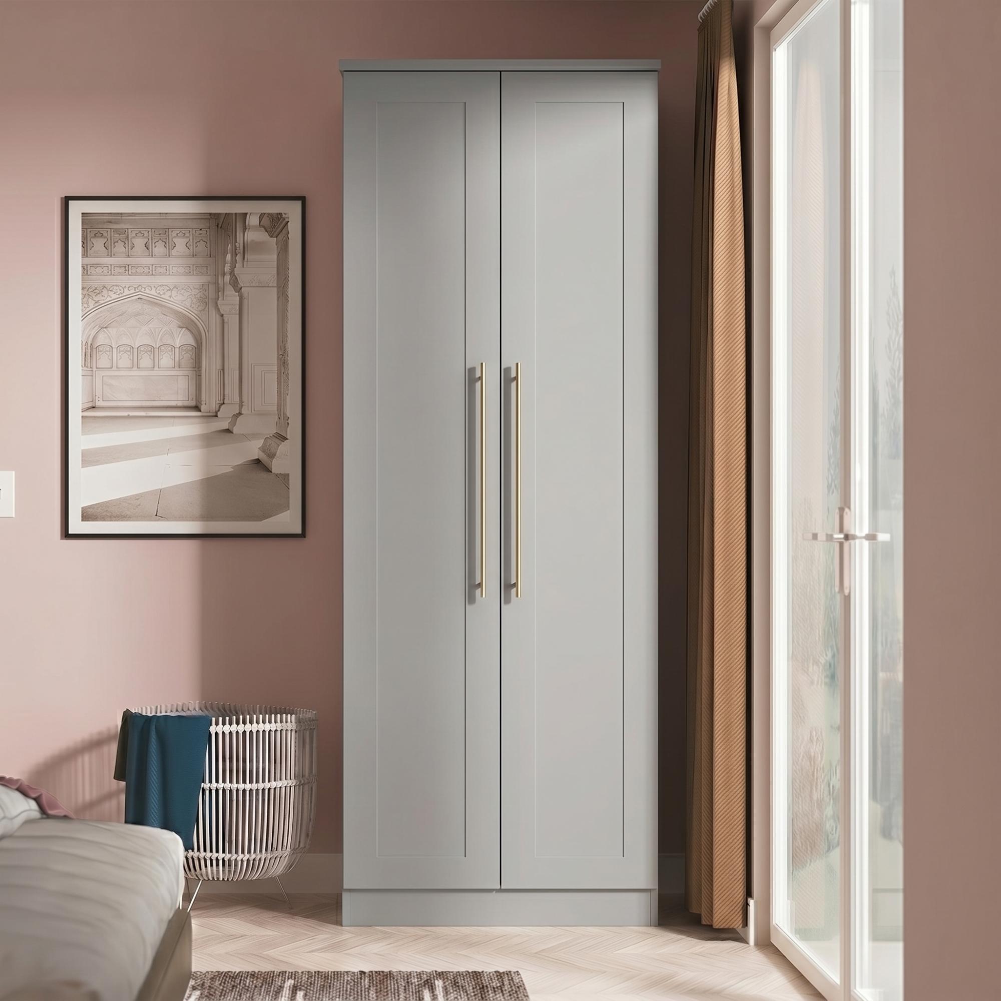 Haworth Wardrobe - 2 Door - Plain - Tall - Grey