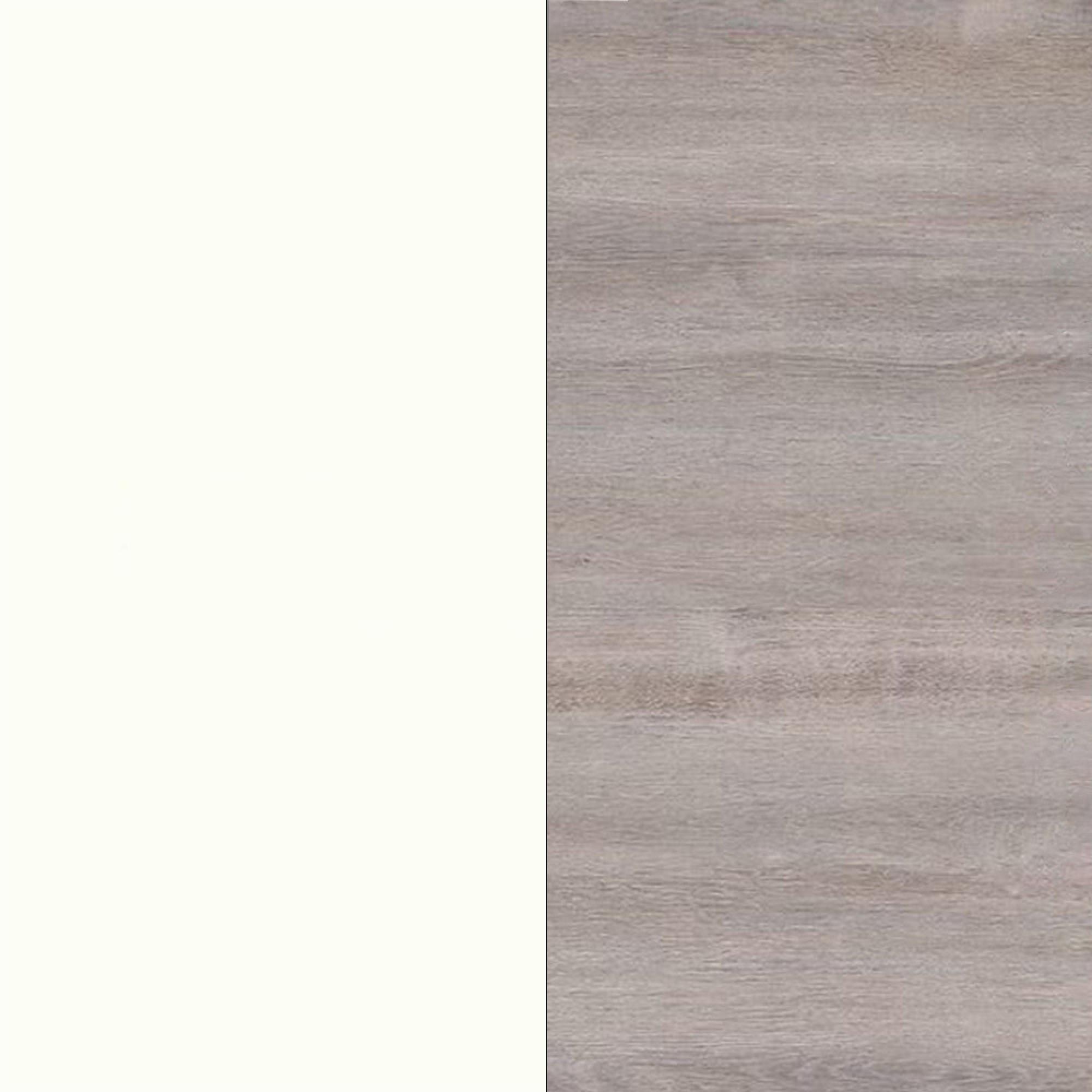 White Matt Front and Grey Oak Base