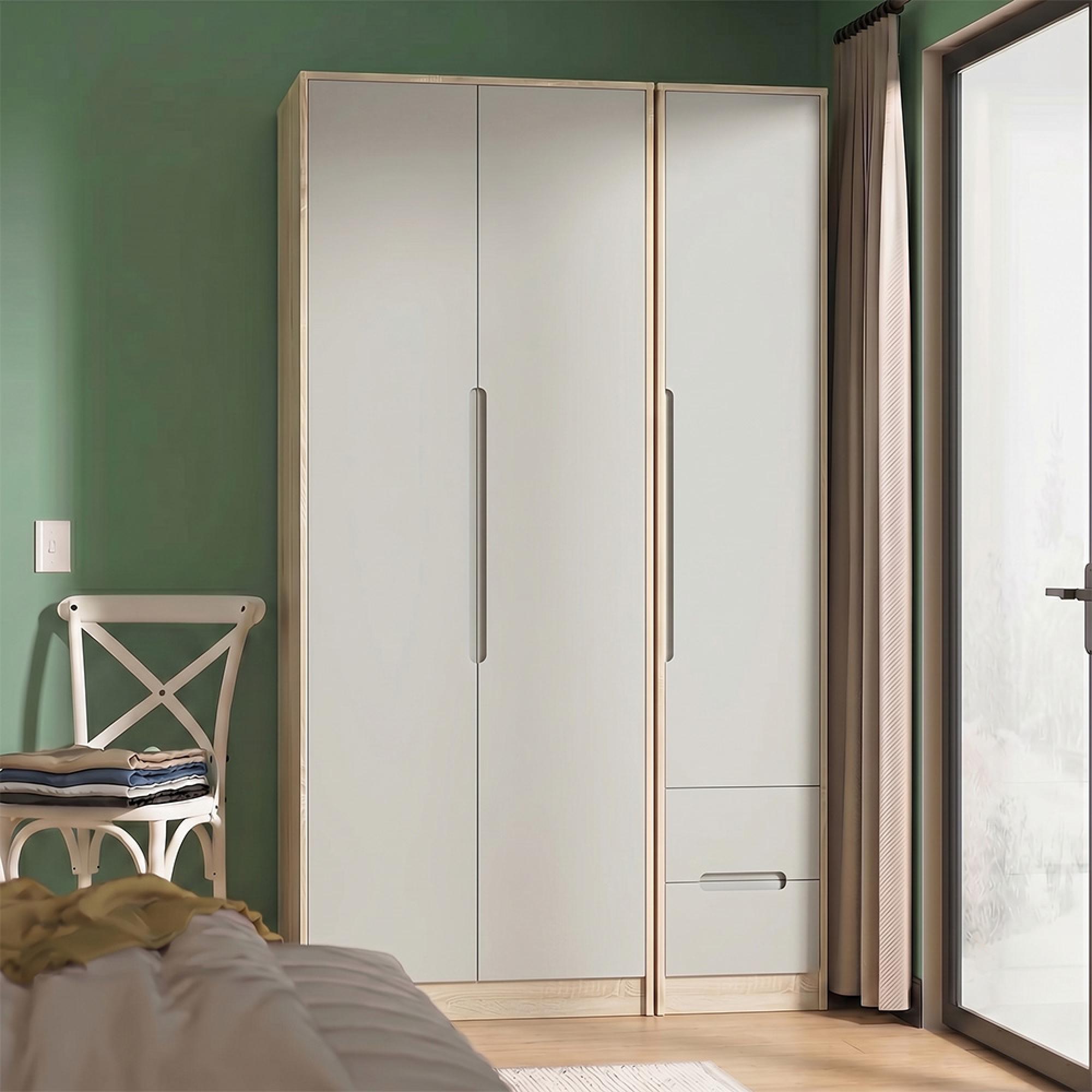 Monaco Wardrobe - 3 Door - RHF 2 Drawers - Tall - Triple - Cashmere and Oak
