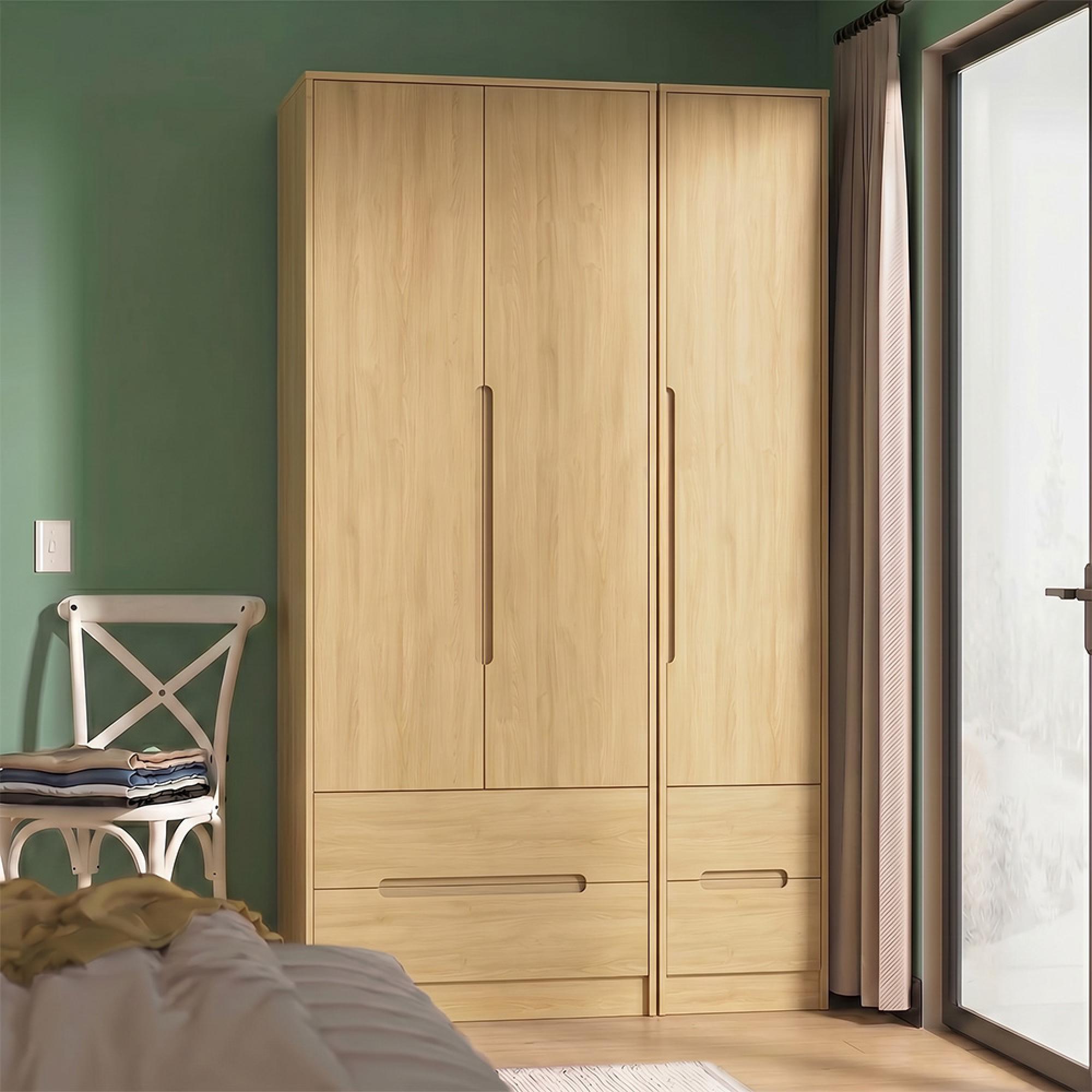 Monaco Wardrobe - 3 Door - 4 Drawer - Tall - Triple - Modern Oak