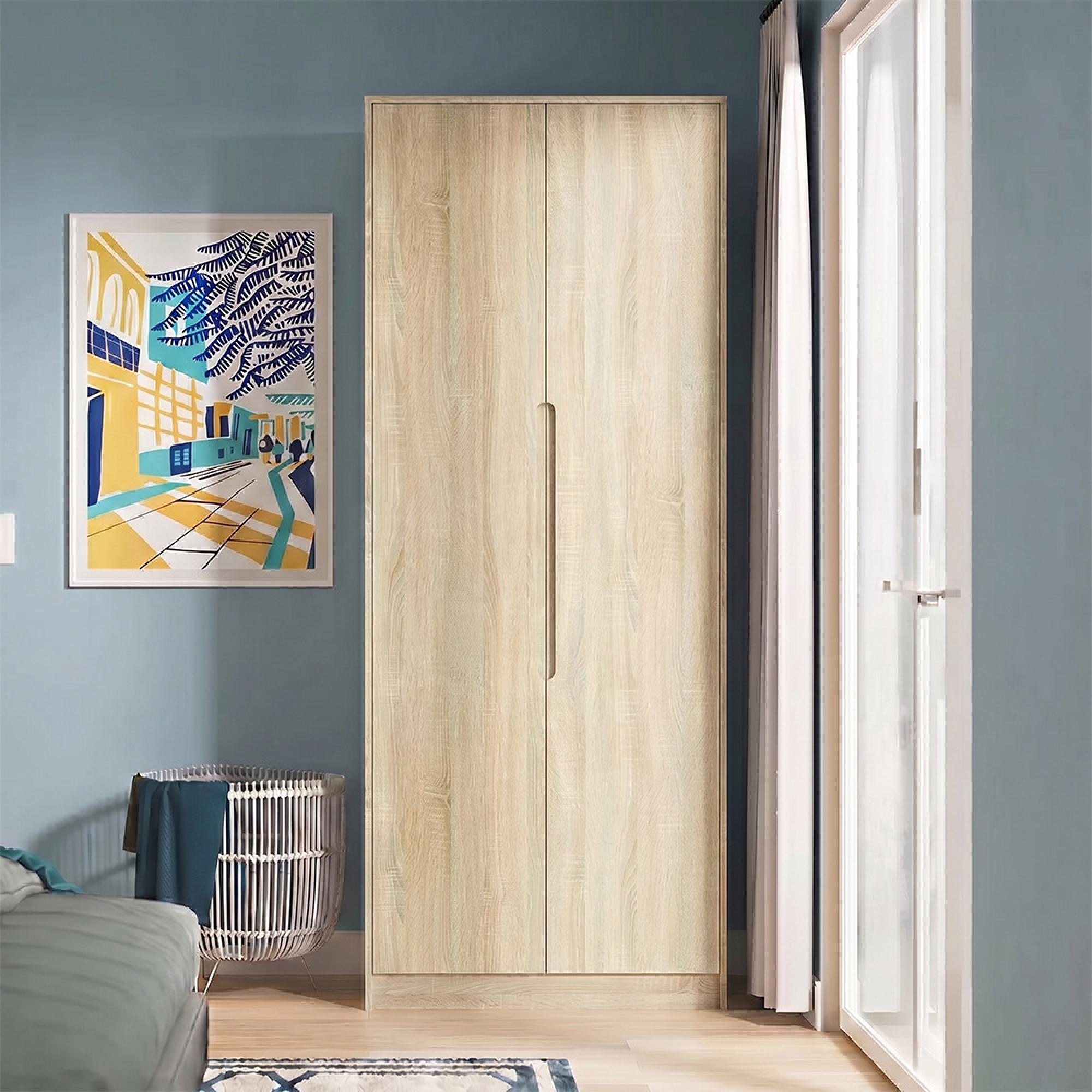 Monaco Wardrobe - 2 Door - Plain - Tall - Oak