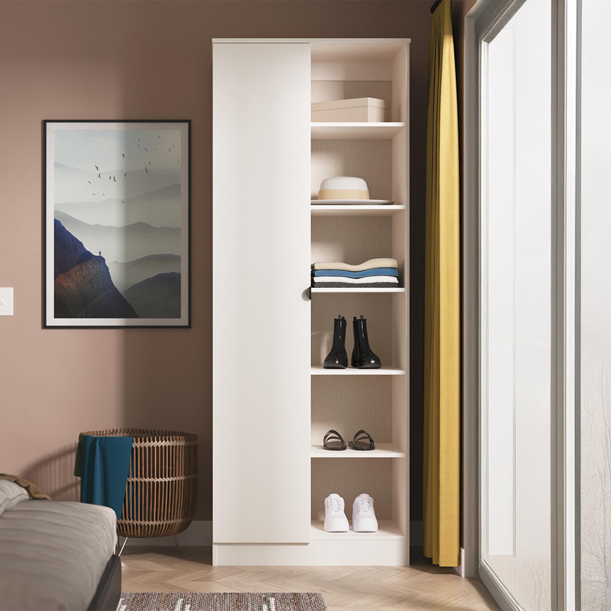 Bora Double Wardrobe - 1 Door - Open Shelf - Kashmir Matt