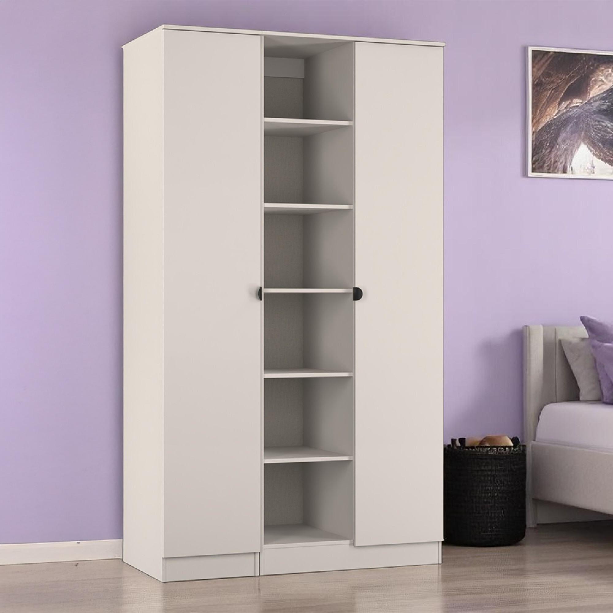 Bora Triple Wardrobe - 2 Door - Open Shelf - Kashmir Matt