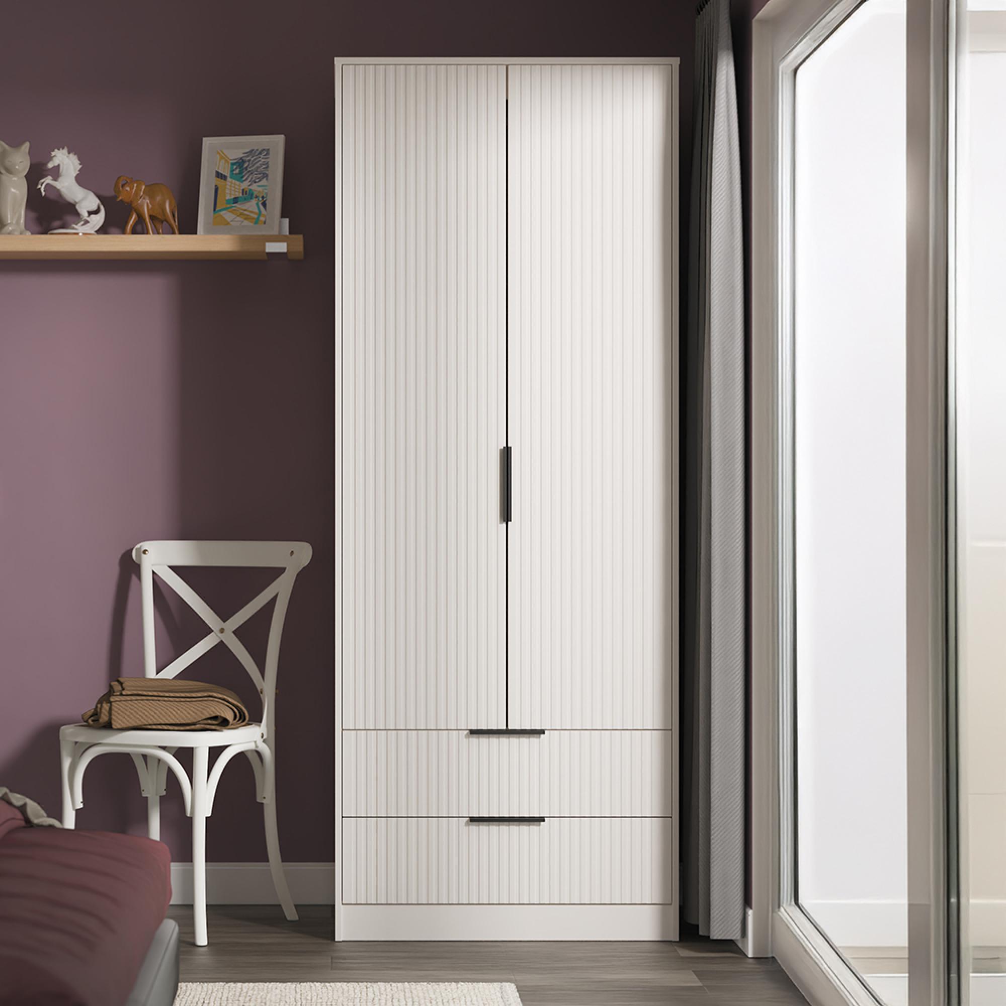 Fluted Wardrobe - 2 Door - 2 Drawer - Kashmir Matt