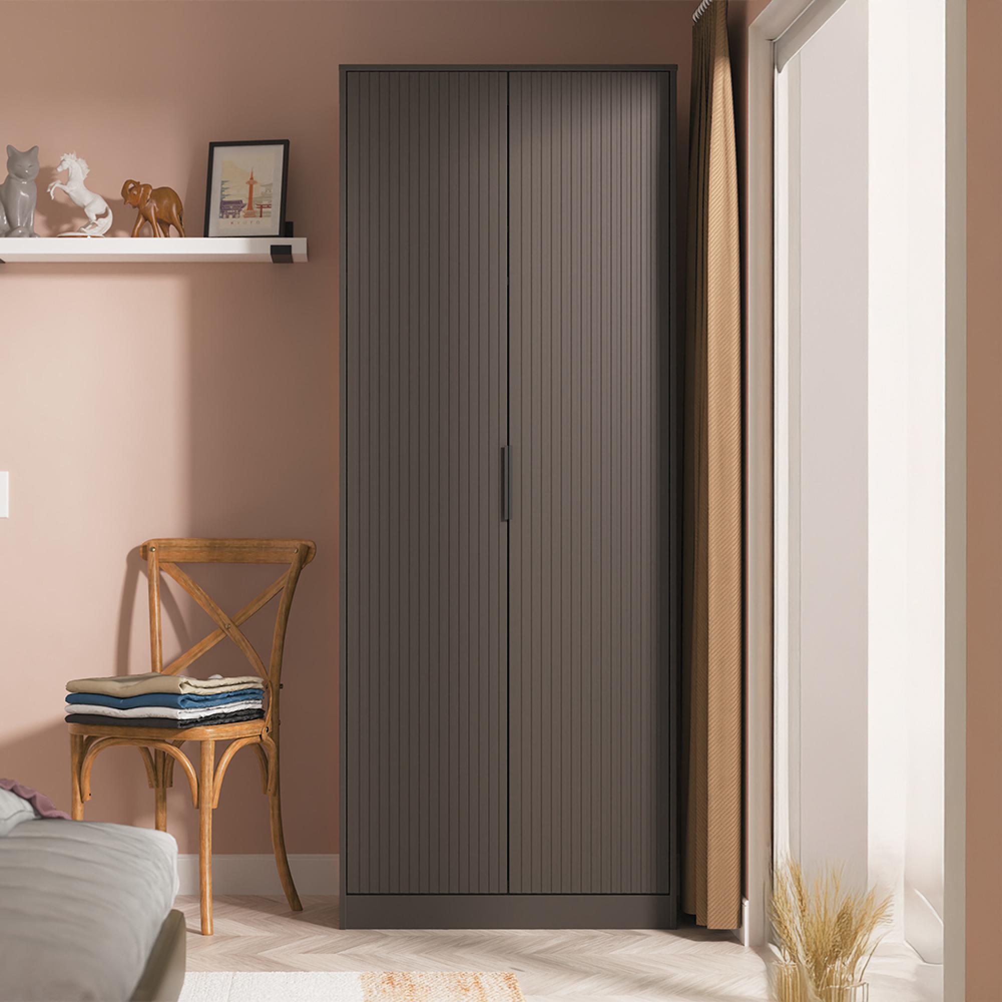 Fluted Wardrobe - 2 Door - Graphite
