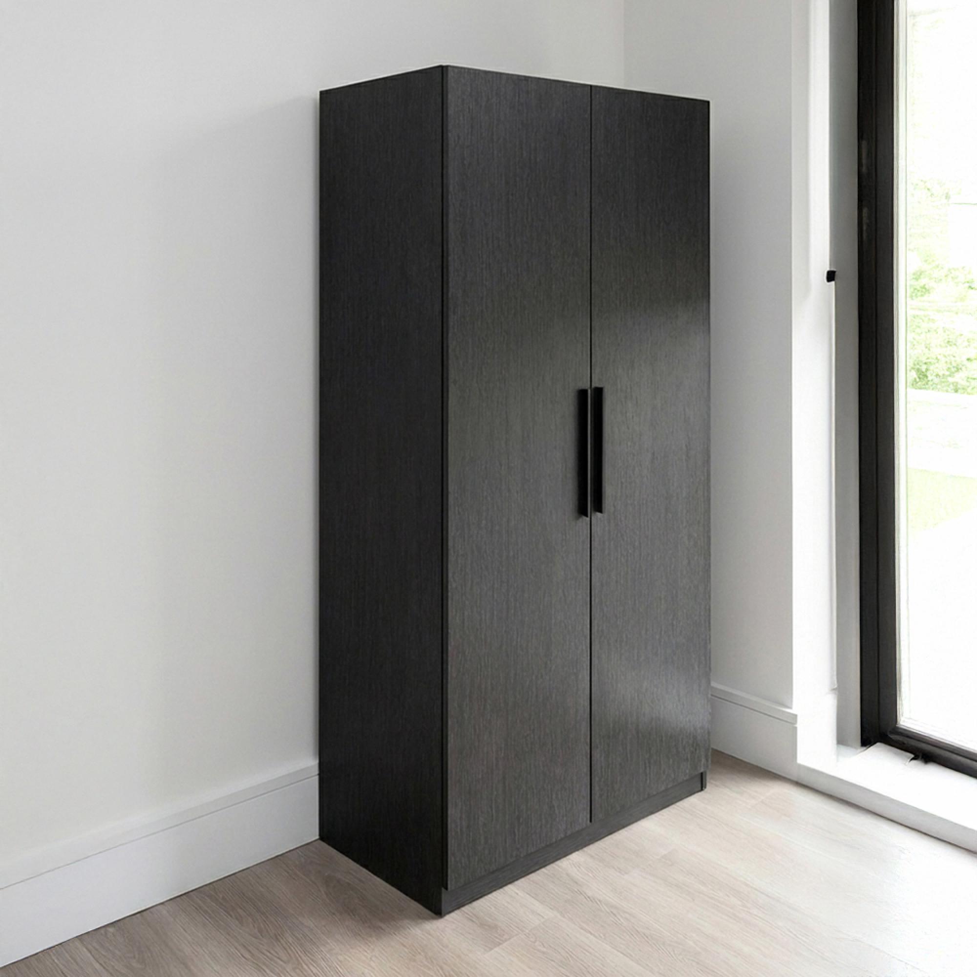 Luna Wardrobe - 2 Door - Black - Wood