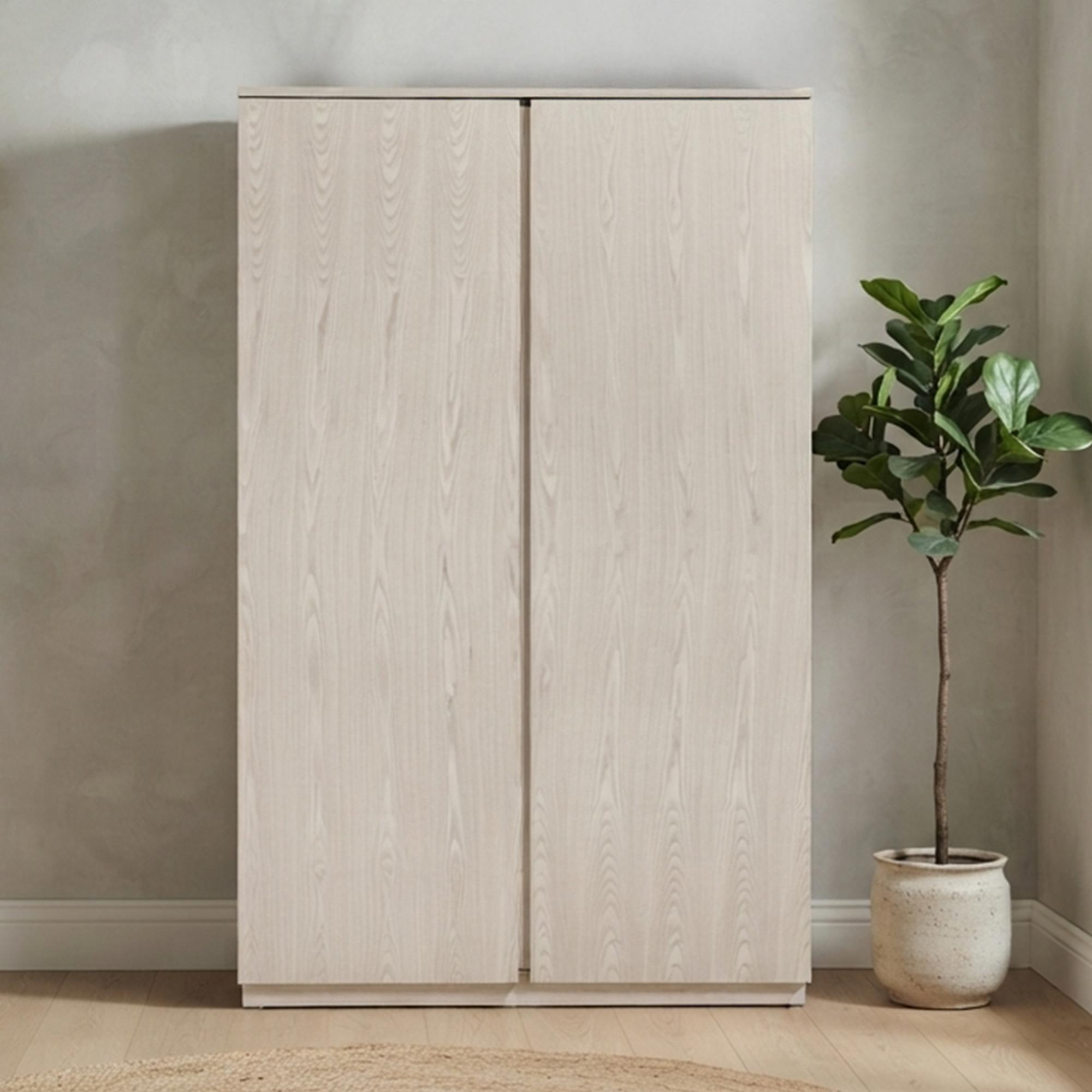 Whisper Wardrobe - 2 Door - White Washed Oak - Wood