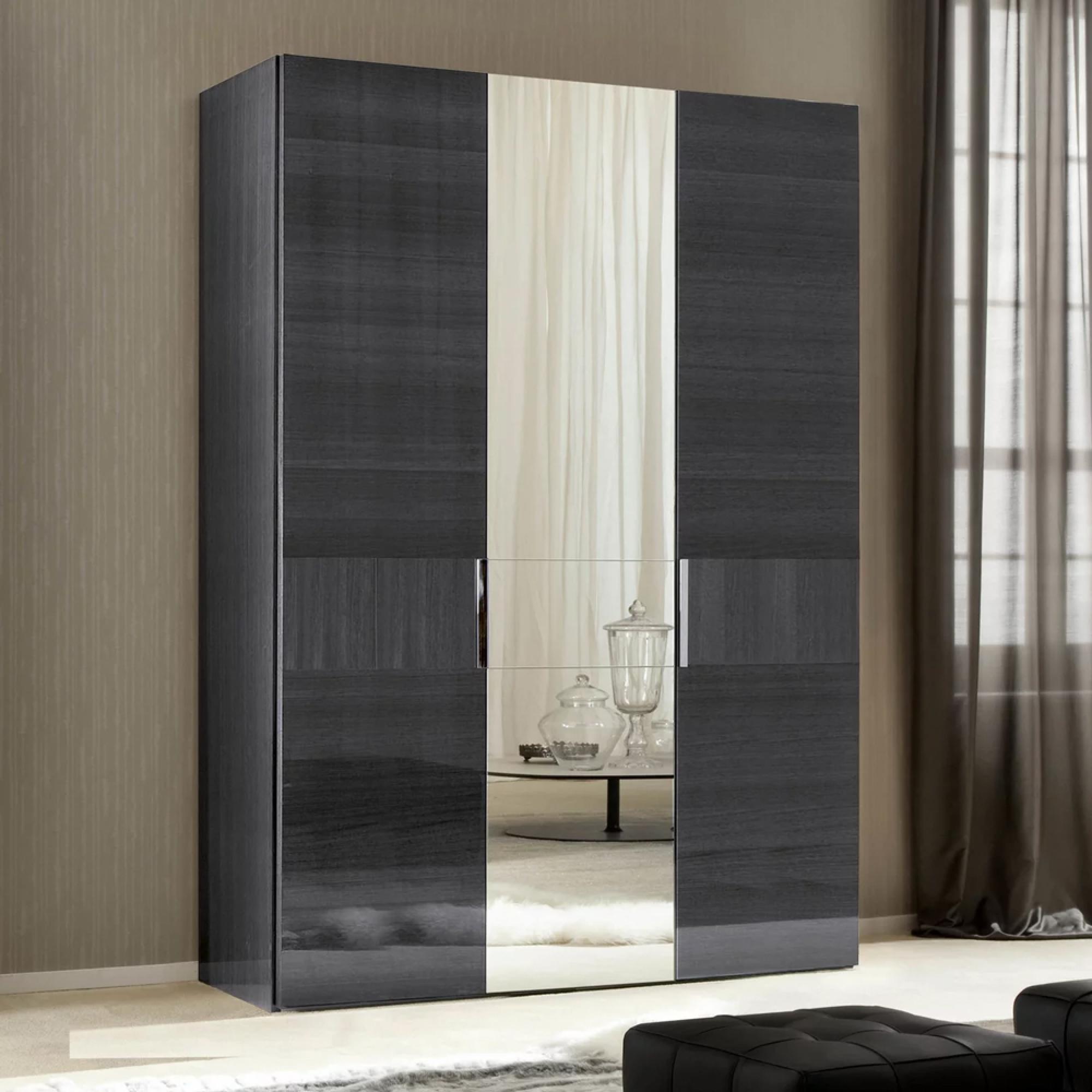 Montecarlo Wardrobe - 3 Door - 1 Mirror - Grey Koto High Gloss