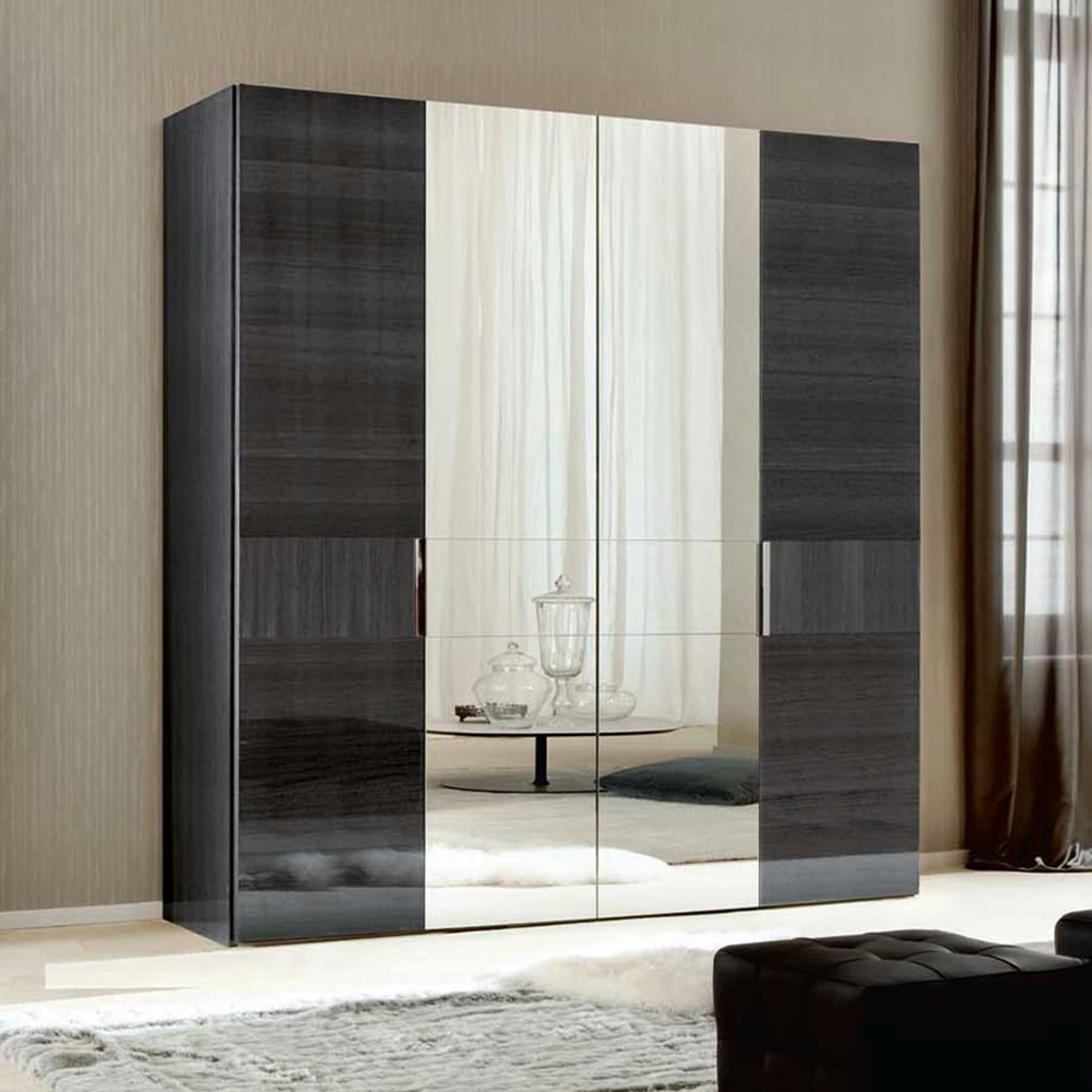 Montecarlo Wardrobe - 4 Door - 2 Mirror - Grey Koto High Gloss