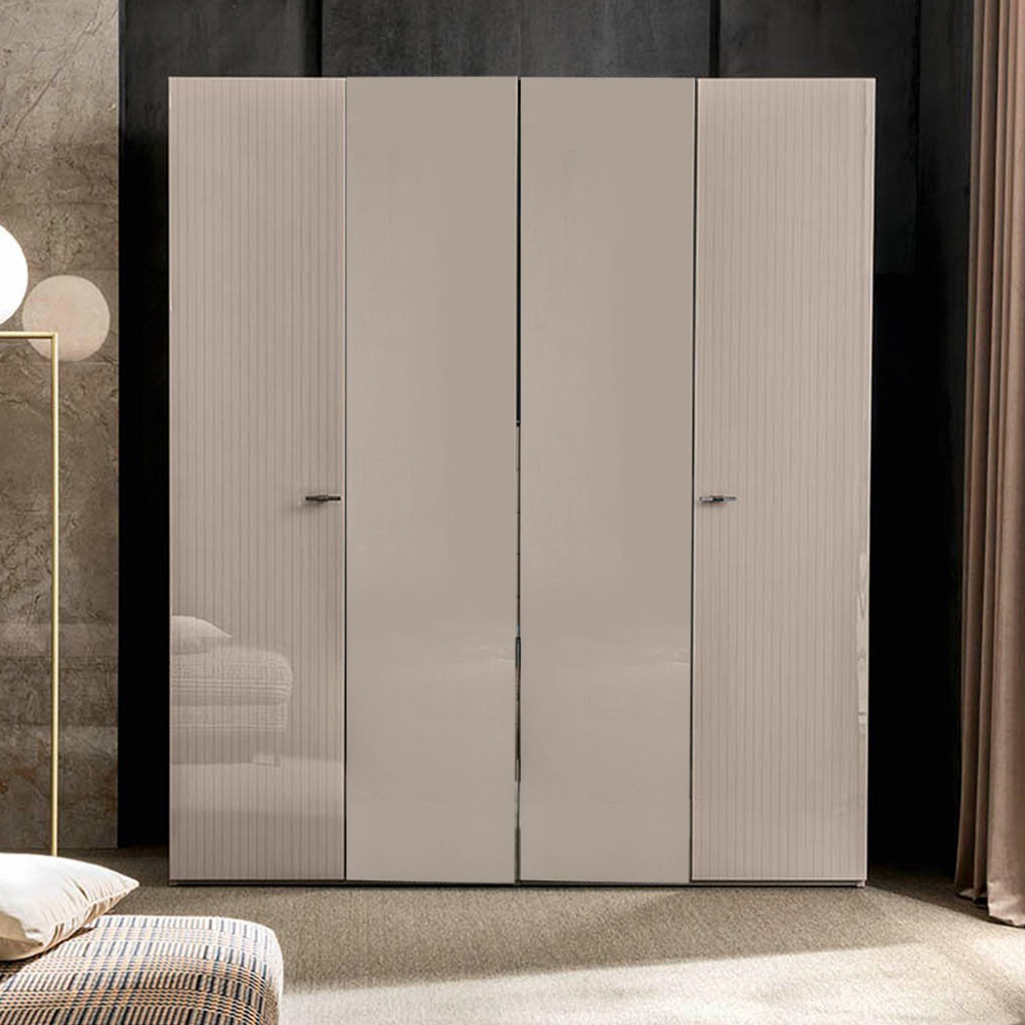Claire Fluted Wardrobe - 4 Door - Pearl Line Eco Veneer High Gloss