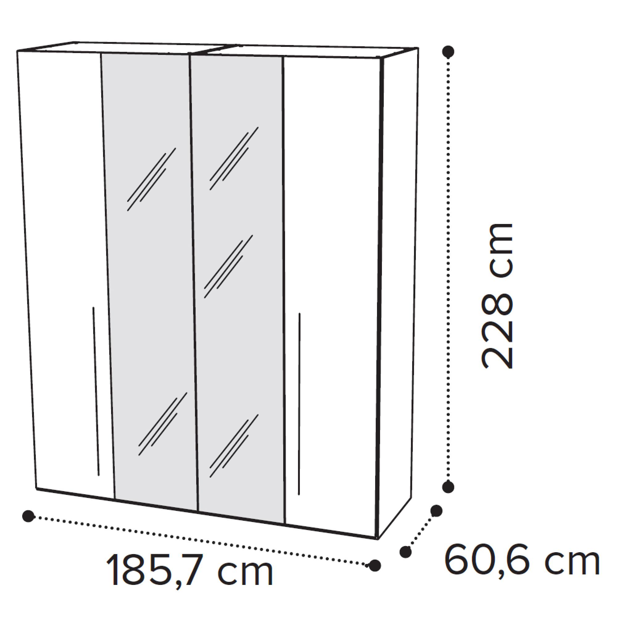 4 Door 2 Mirror Wardrobe