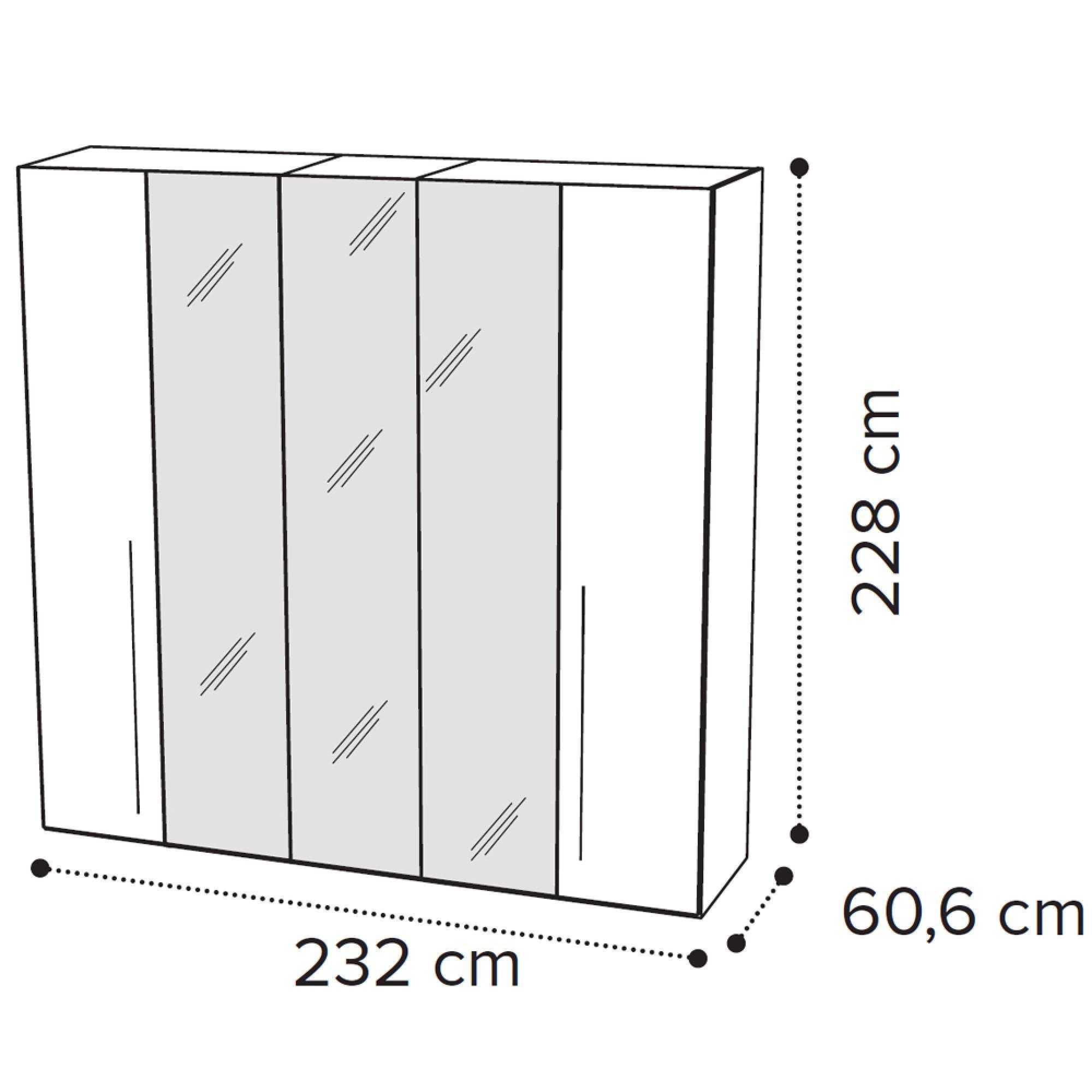 5 Door 3 Mirror Wardrobe