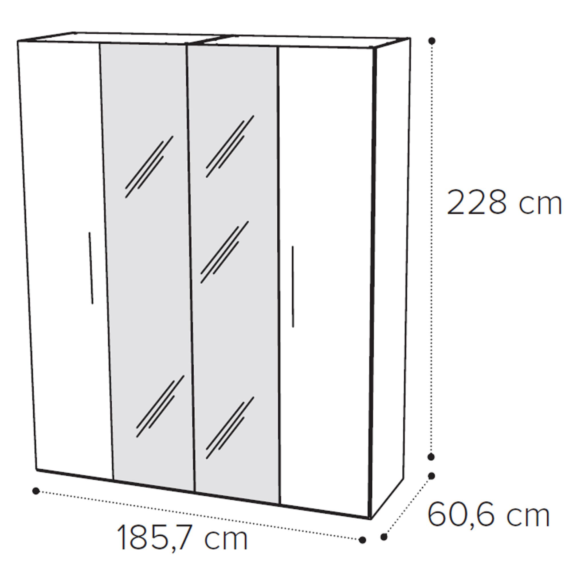 4 Door 2 Mirror Wardrobe