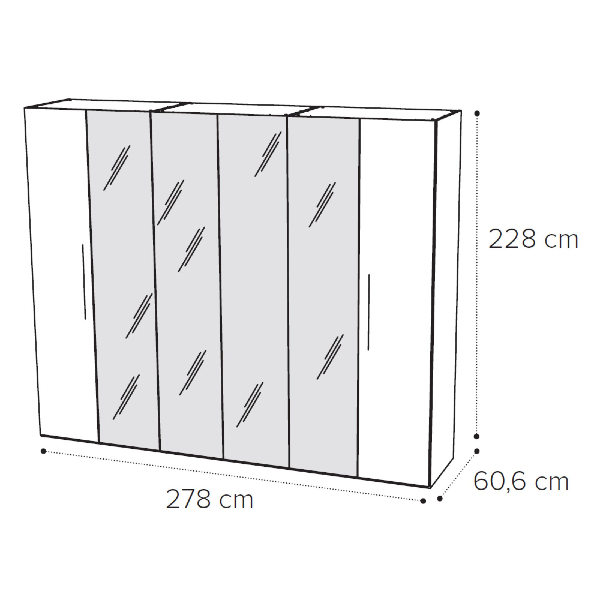 6 Door 4 Mirror Wardrobe