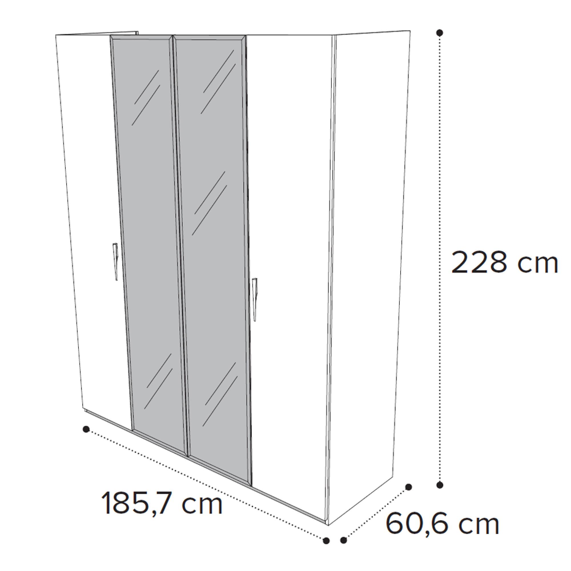 4 Door 2 Mirror Wardrobe