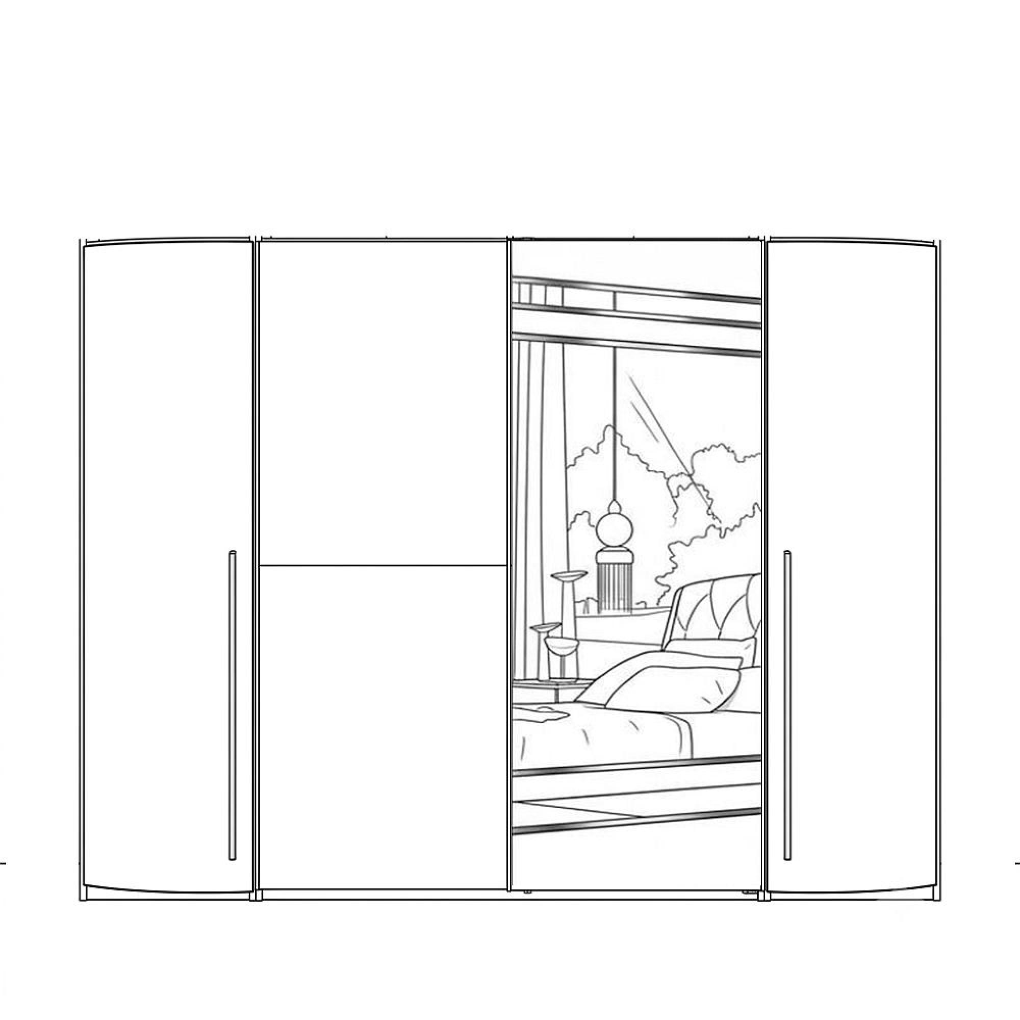 4 Door 1 Mirror Wardrobe