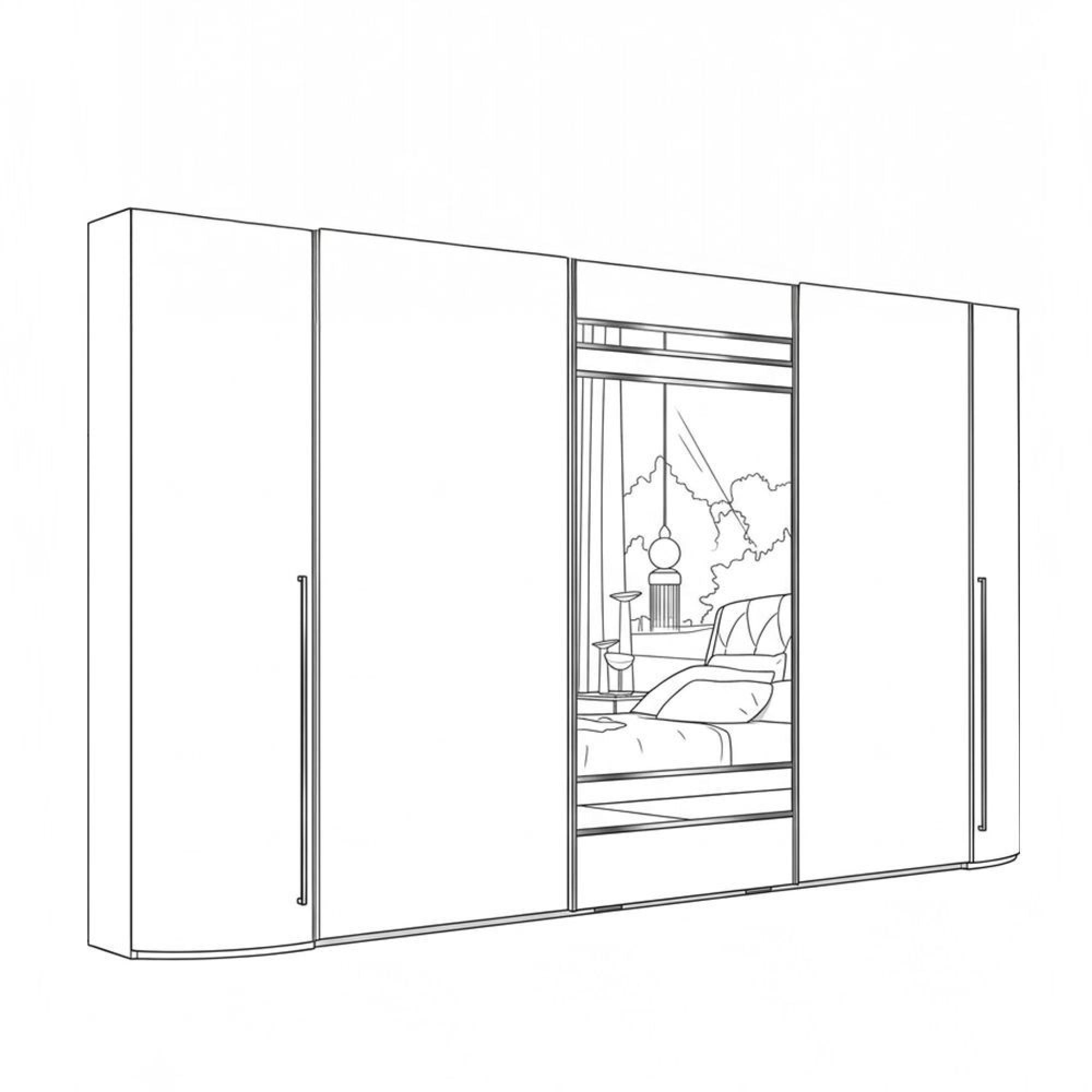 5 Door 1 Mirror Wardrobe