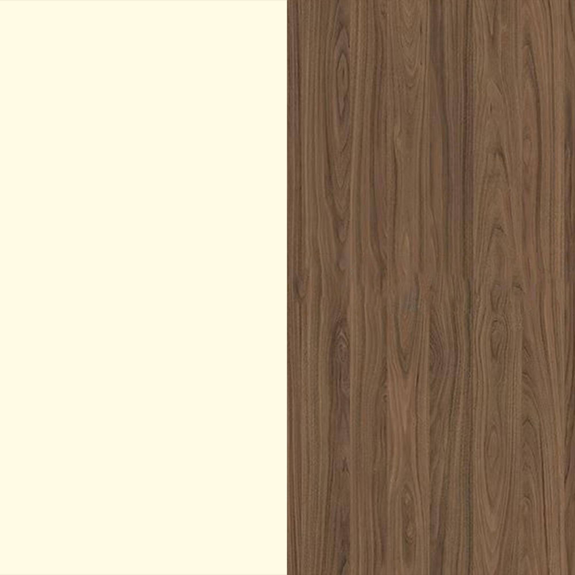 Cream Gloss Front and Carini Walnut Base
