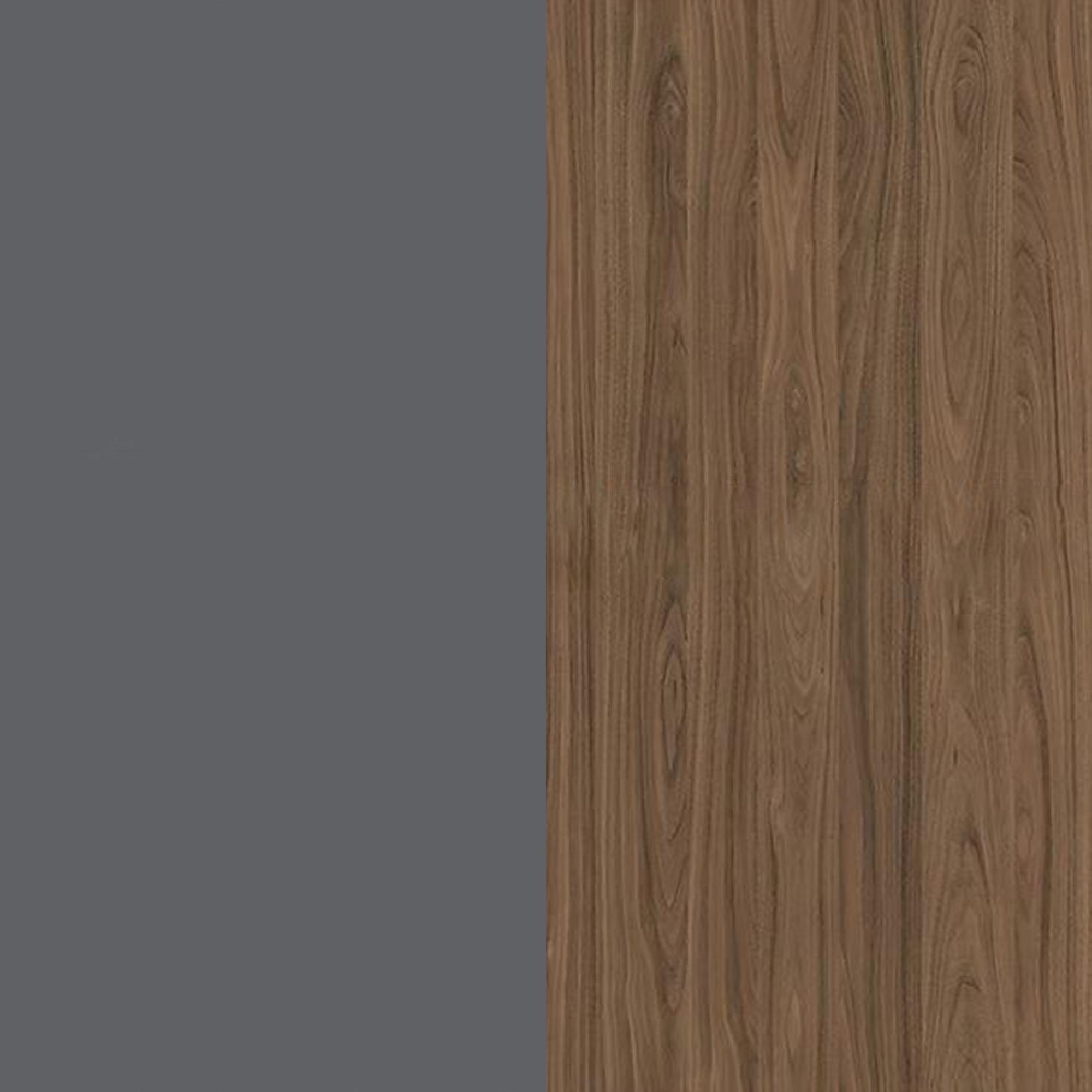 Grey Gloss Front and Carini Walnut Base