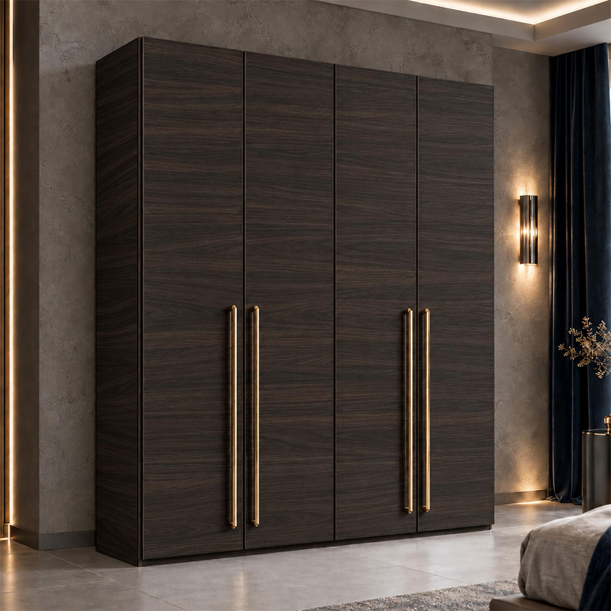Smart Italian Walnut Wardrobe with Long Handle