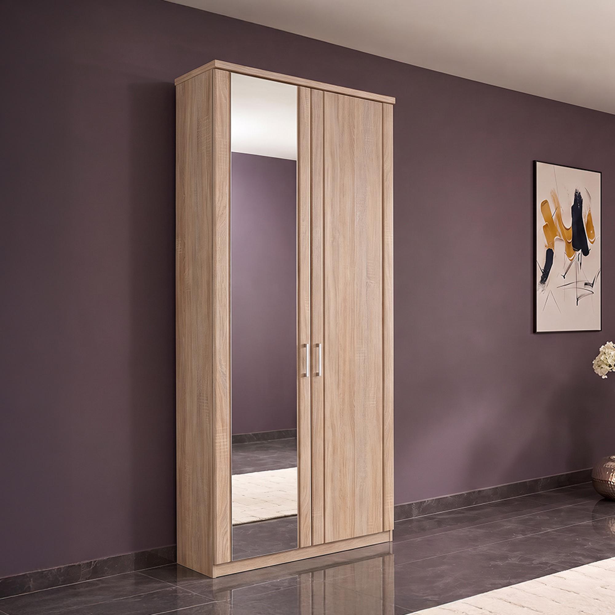 Luxor 3+4 Rustic Oak 2 Door Mirror Lh Wardrobe