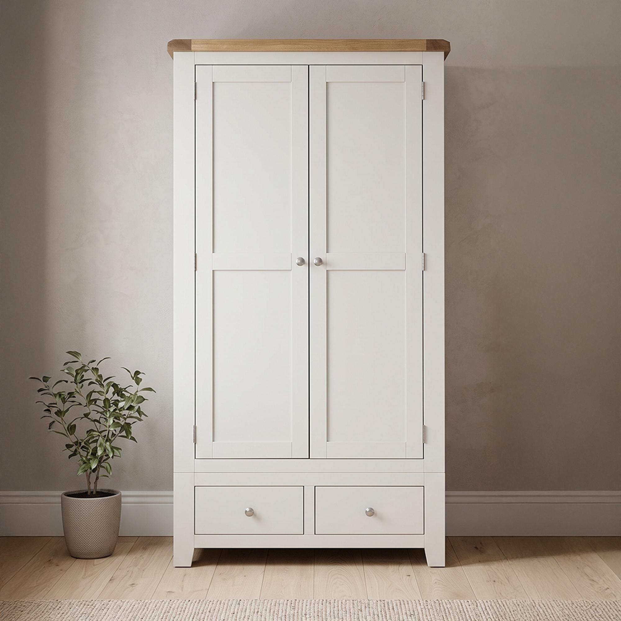 Melbourne White Painted 2 Door 2 Drawer Wardrobe