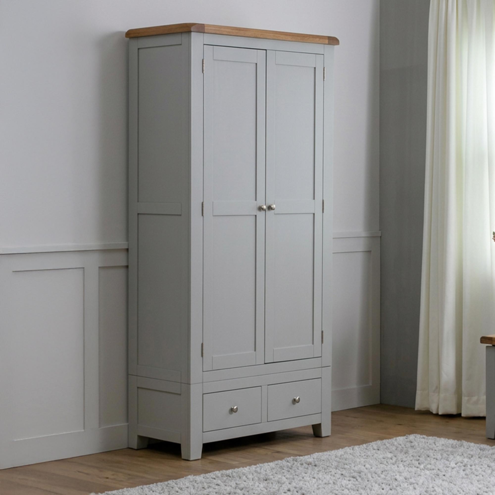 Melbourne French Grey Painted 2 Door 2 Drawer Wardrobe