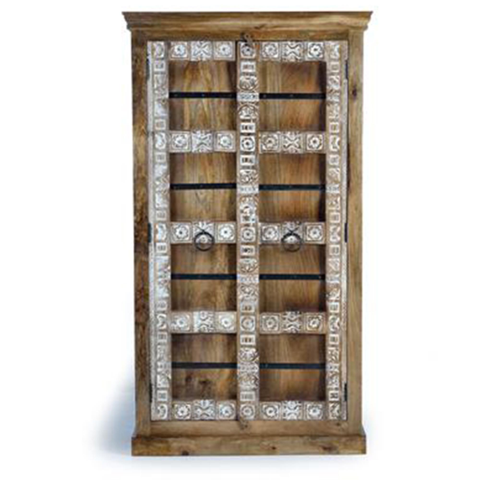 Aibonito Wardrobe - 2 Door - Hand Carved - Mango Wood