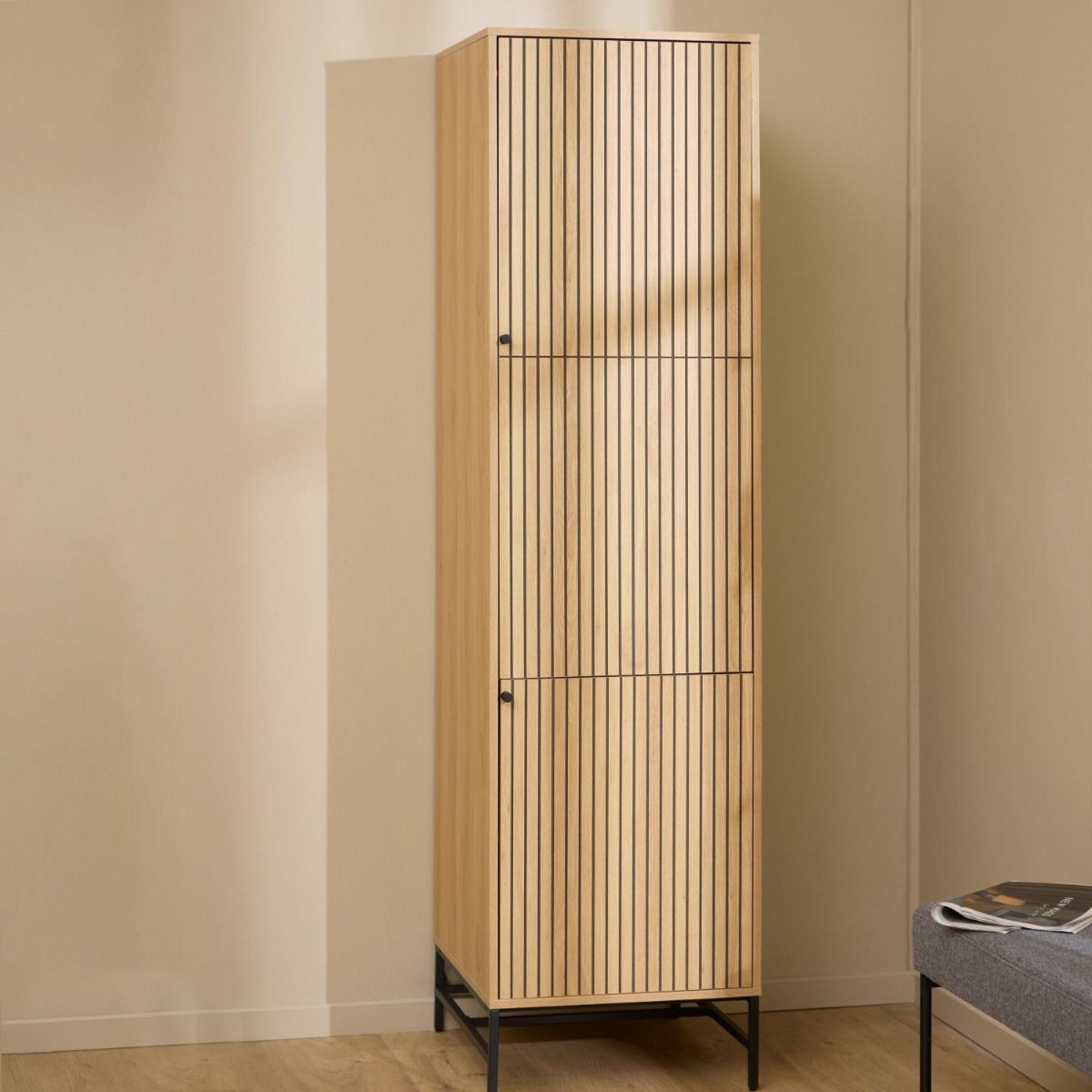 Albany Wardrobe - 2 Door - Narrow - Oak Ribbed