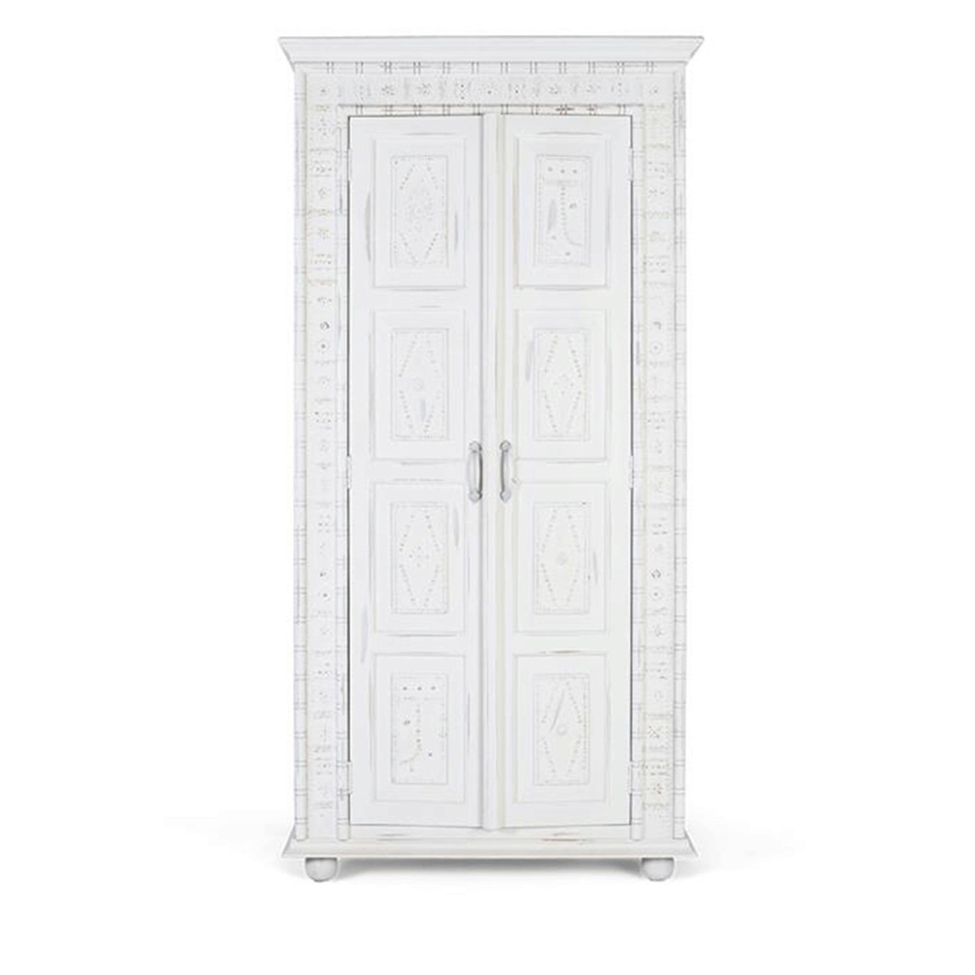 Averie Wardrobe - 2 Door - Distressed White - Mango Wood