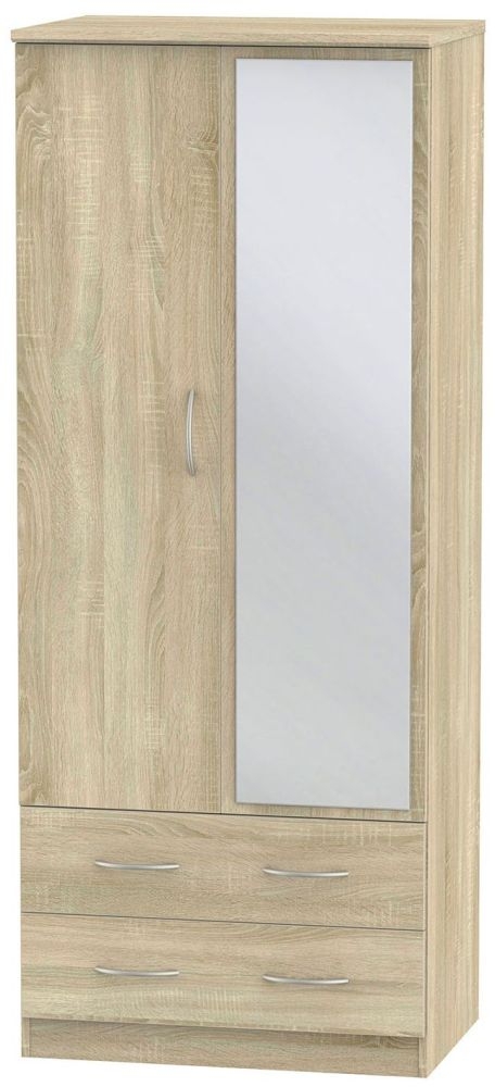 Avon Wardrobe - 2 Door - Combi - with 1 Mirror - Oak