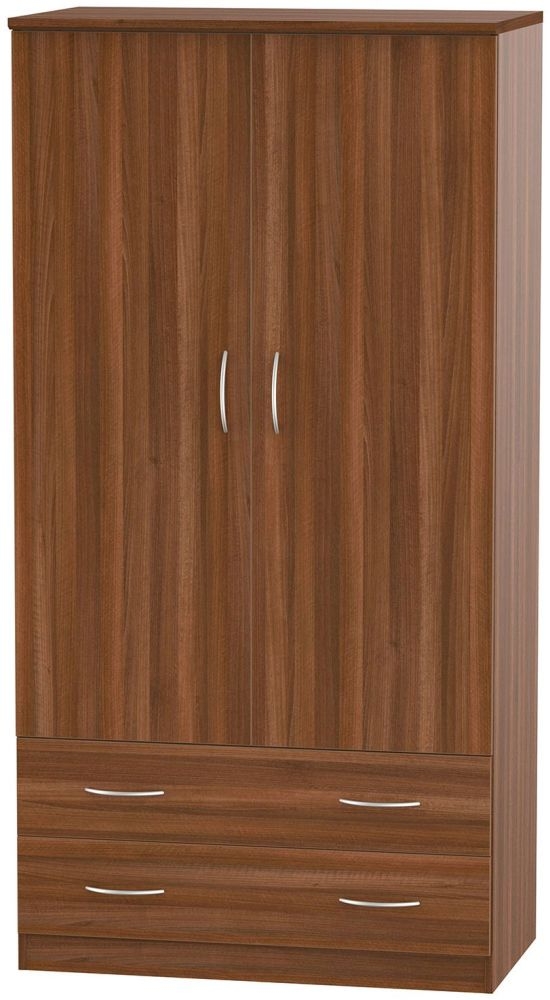 Avon Wardrobe - 2 Door - 2 Drawers - Double - H 182.5cm - Walnut