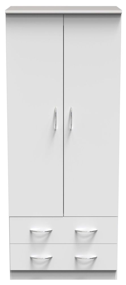 Avon Wardrobe - 2 Door - 2 Drawers - Double - White