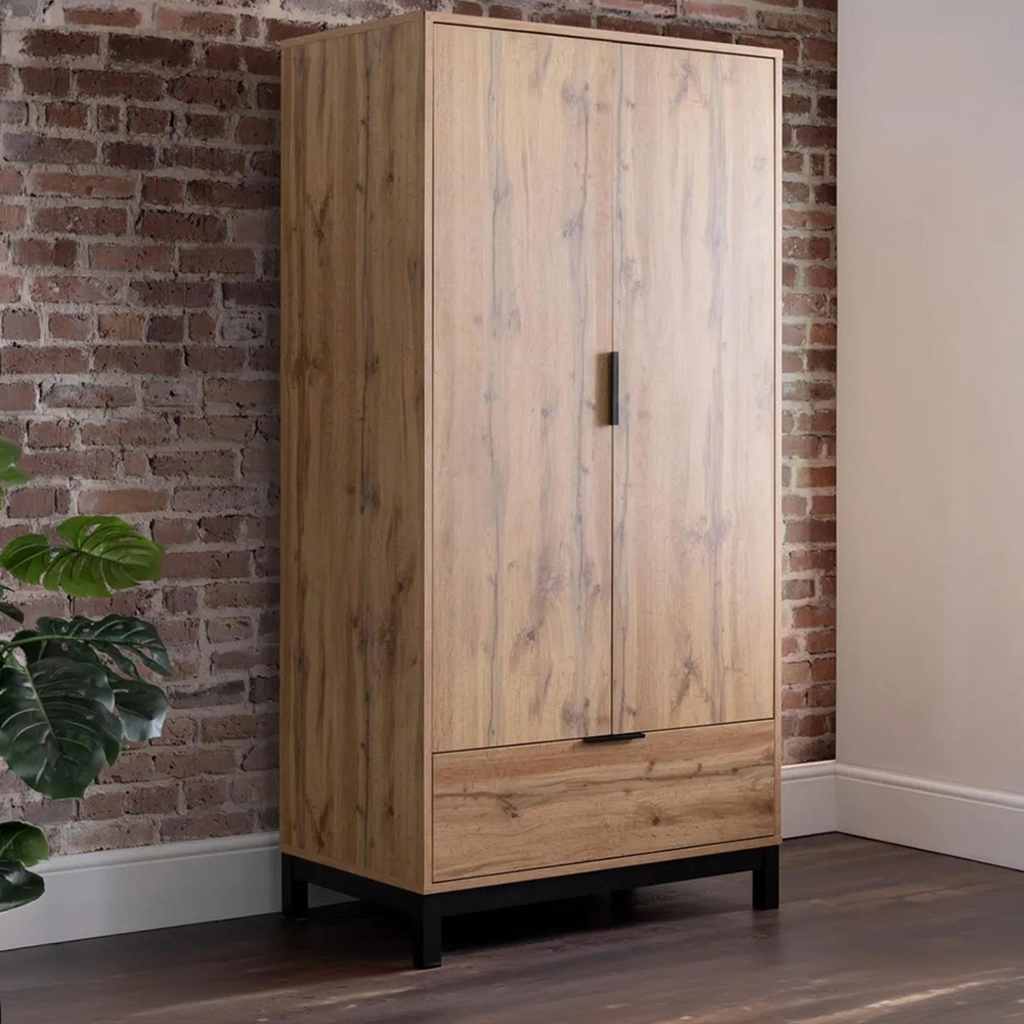 Bali Oak Double Wardrobe - 2 Door - 1 Drawer