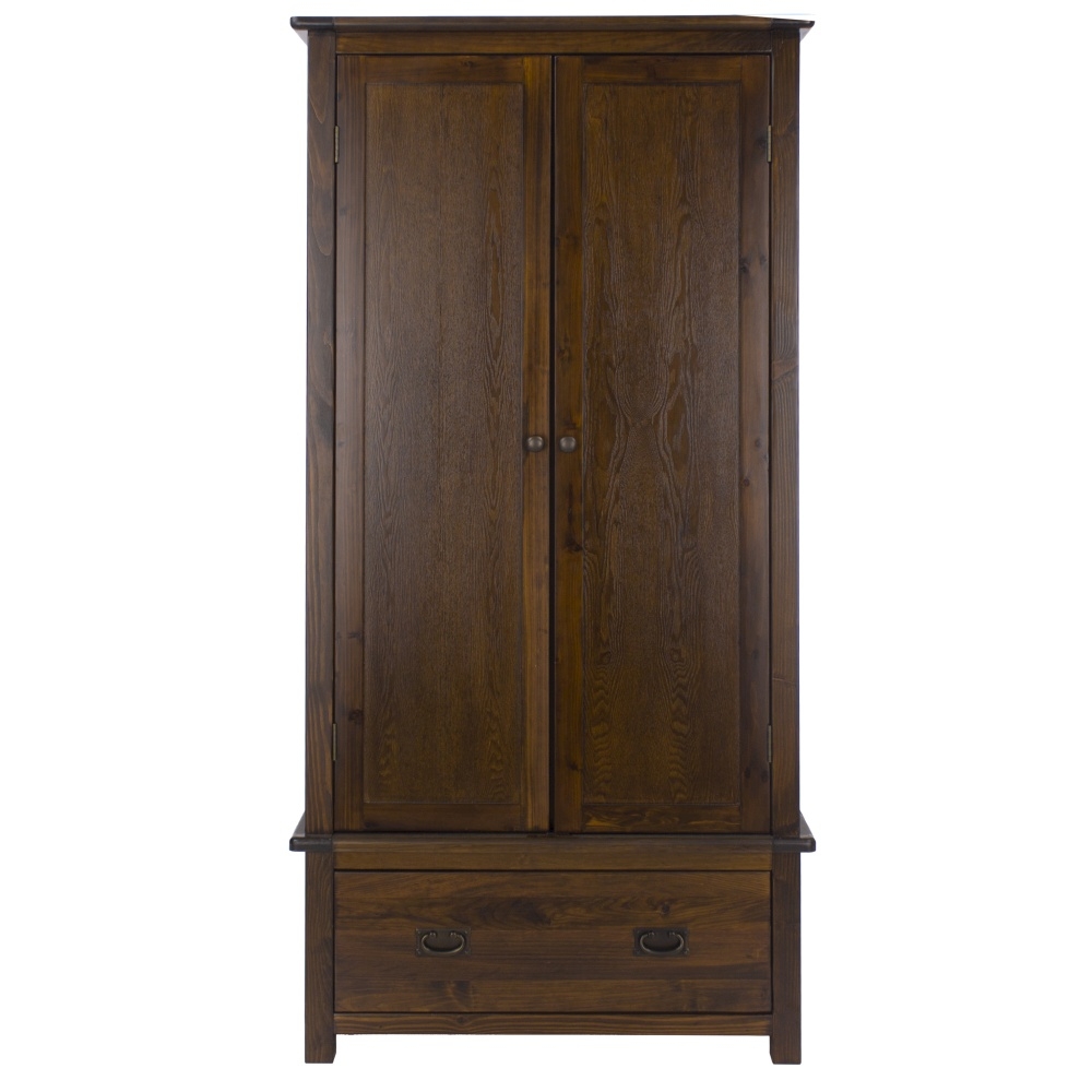Boston Wardrobe - 2 Door - 1 Drawer - Dark Wood