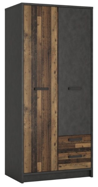Brooklyn Wardrobe - 2 Door - 2 Drawer - Rustic