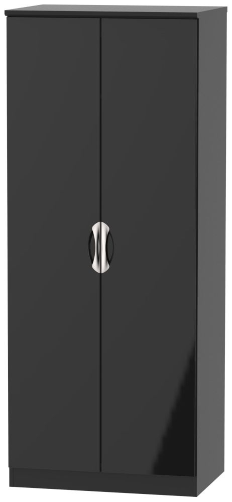 Camden Wardrobe - 2 Door - Plain - Black Gloss