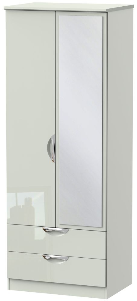 Camden Wardrobe - 2 Door - Tall Combi with 1 Mirror - Cashmere