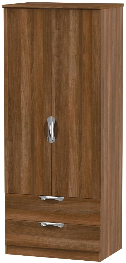 Camden Double Wardrobe - 2 Door 2 Drawer - Walnut