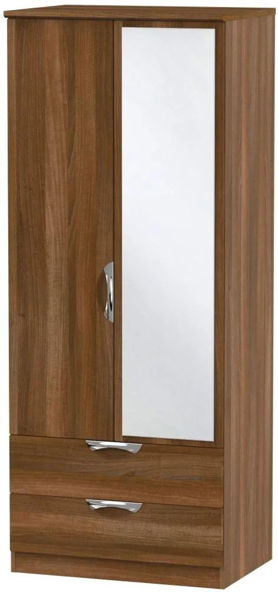 Camden Combi Wardrobe - 2 Door - 1 Mirror - Walnut
