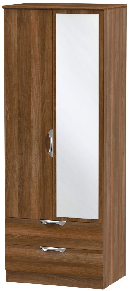 Camden Tall Combi Wardrobe - 2 Door - 1 Mirror - Walnut