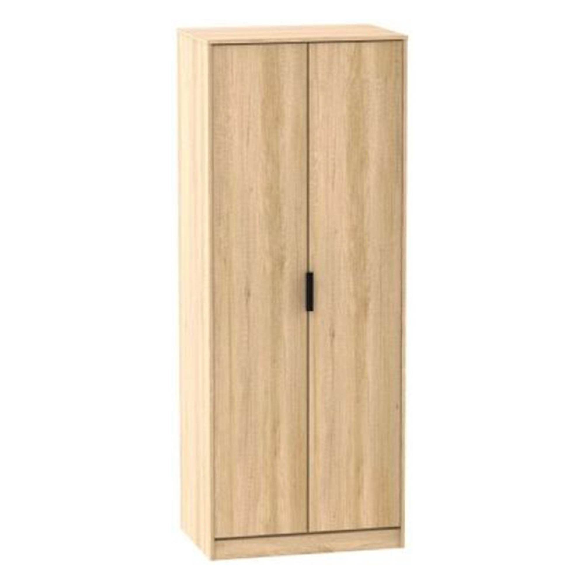 Clearance - Hong Kong Oak 2 Door Plain Tall Wardrobe - FSS16053